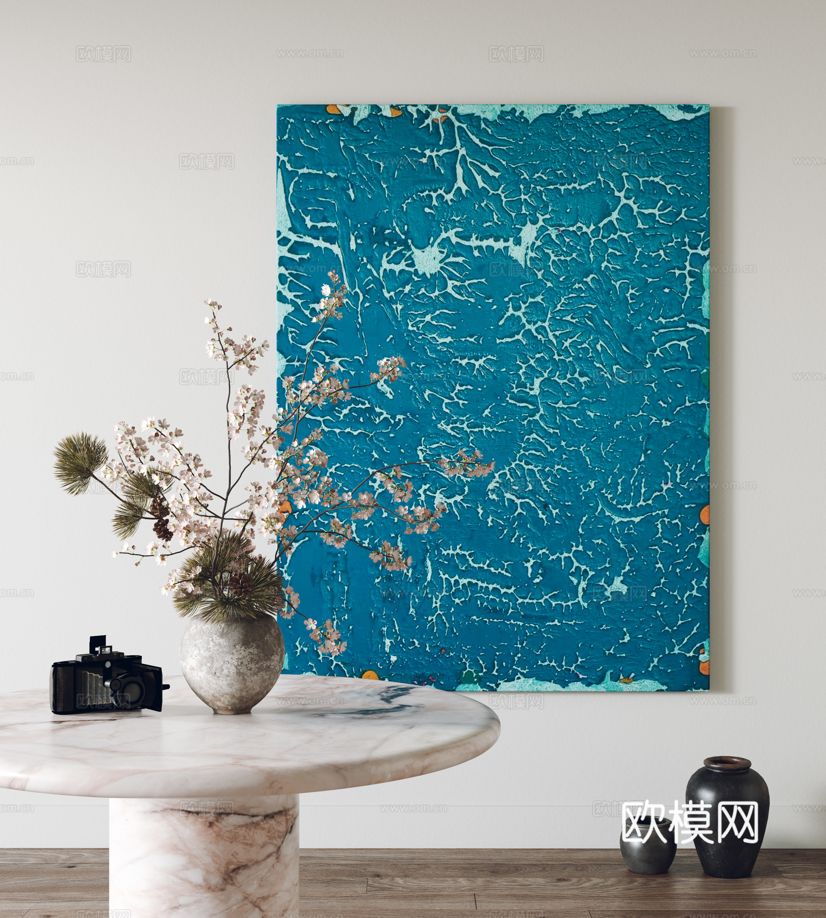 现代挂画 装饰画 摆件 餐桌3d模型下载