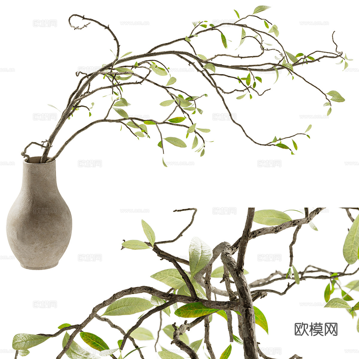 现代花艺花瓶摆件3d模型下载（渲染图1）