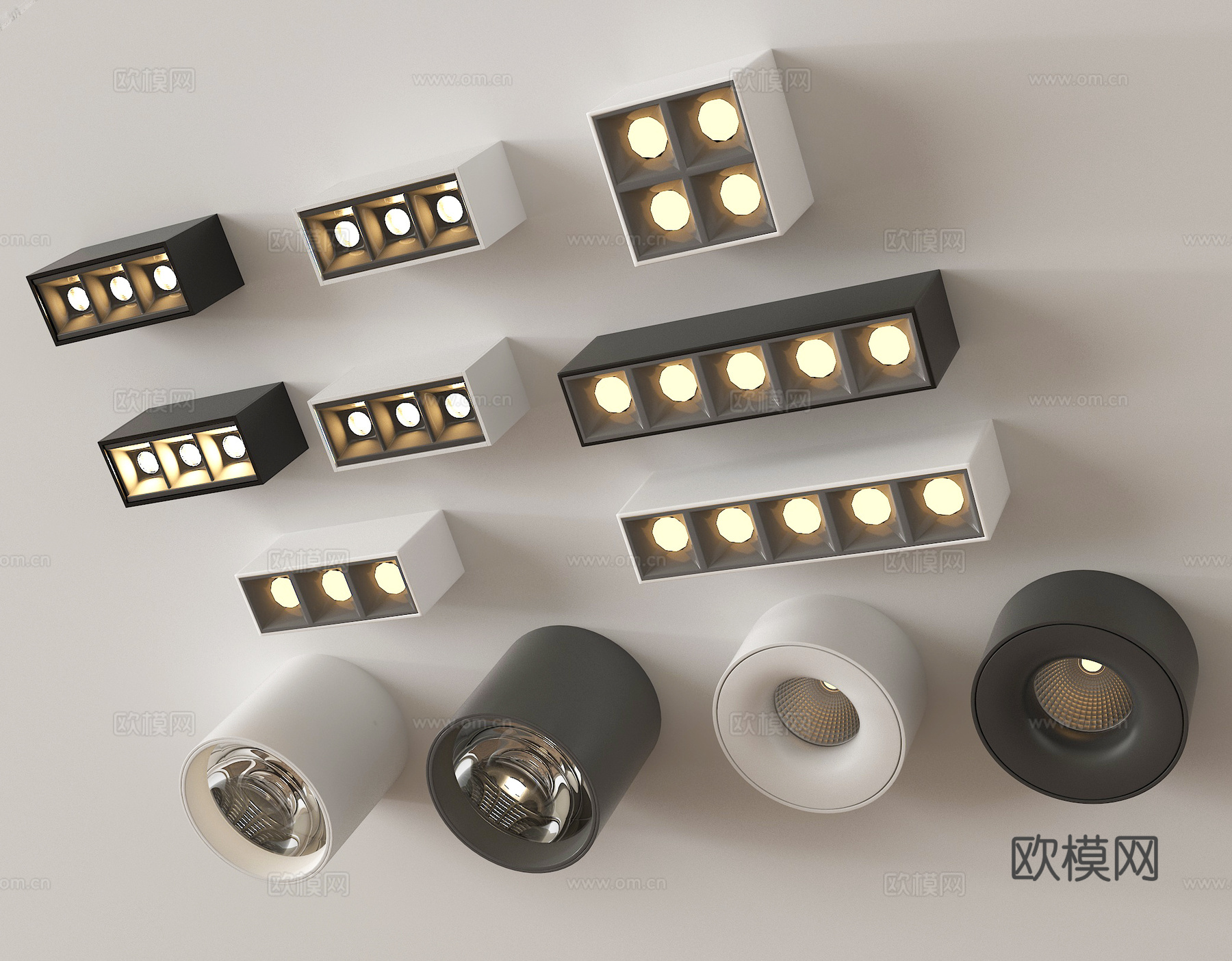 现代筒灯射灯 明装筒灯射灯3d模型下载