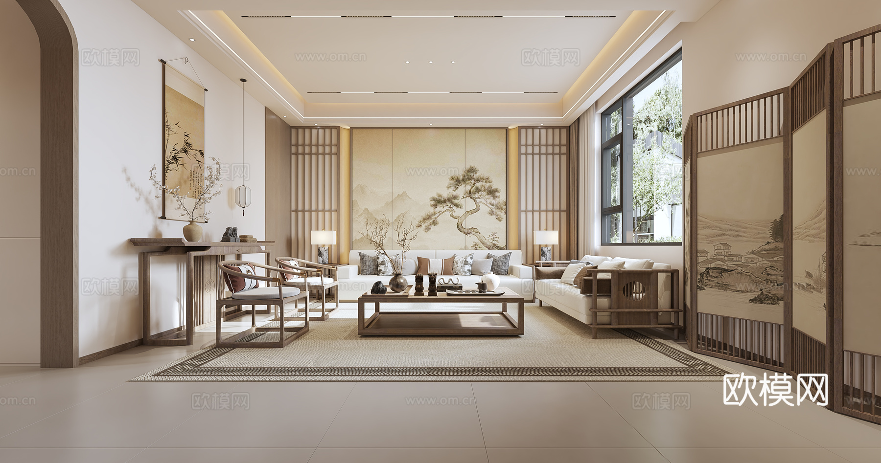 宋式新中式客厅su模型