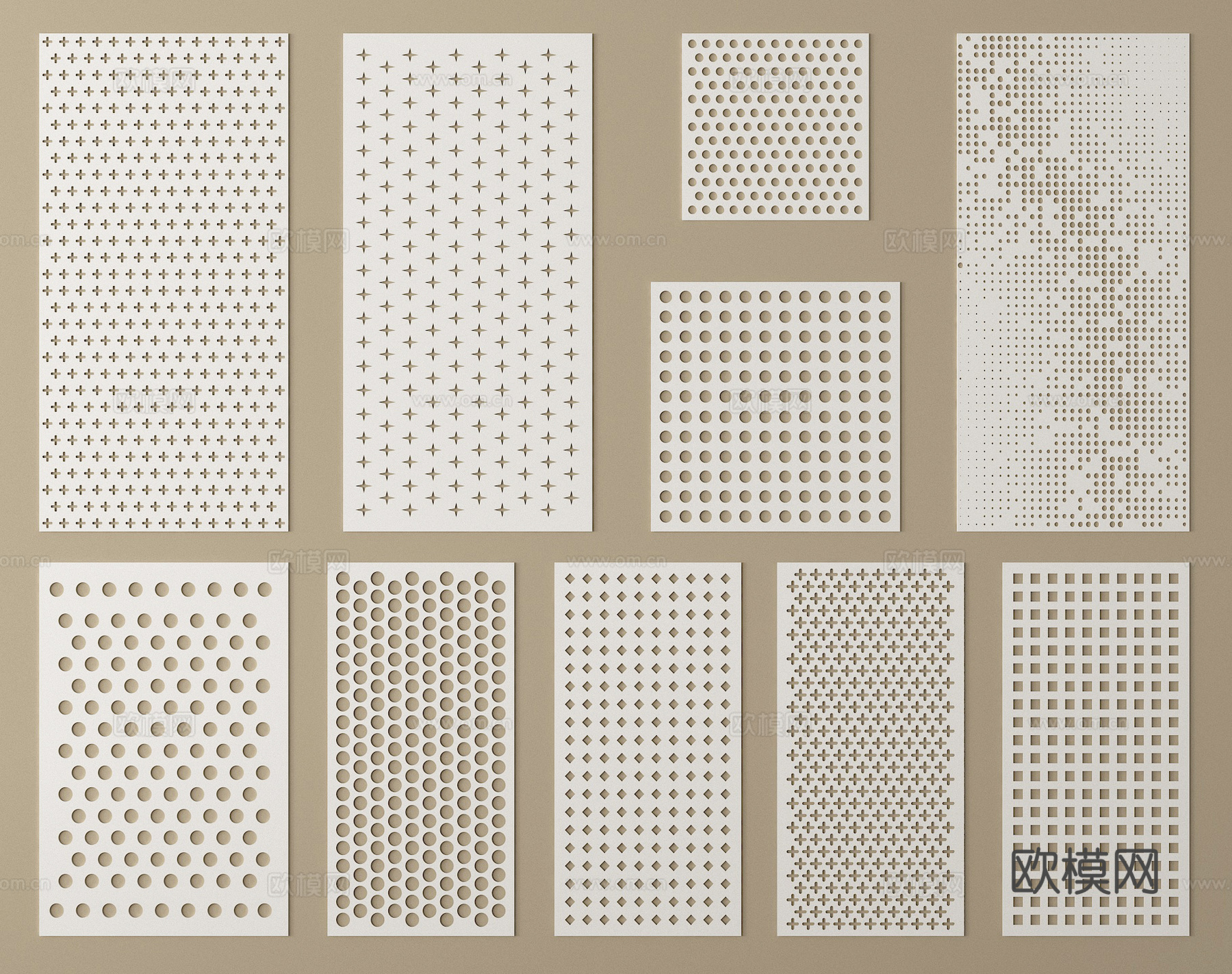 现代其他五金 冲孔板 不锈钢板 穿孔护墙板3d模型下载