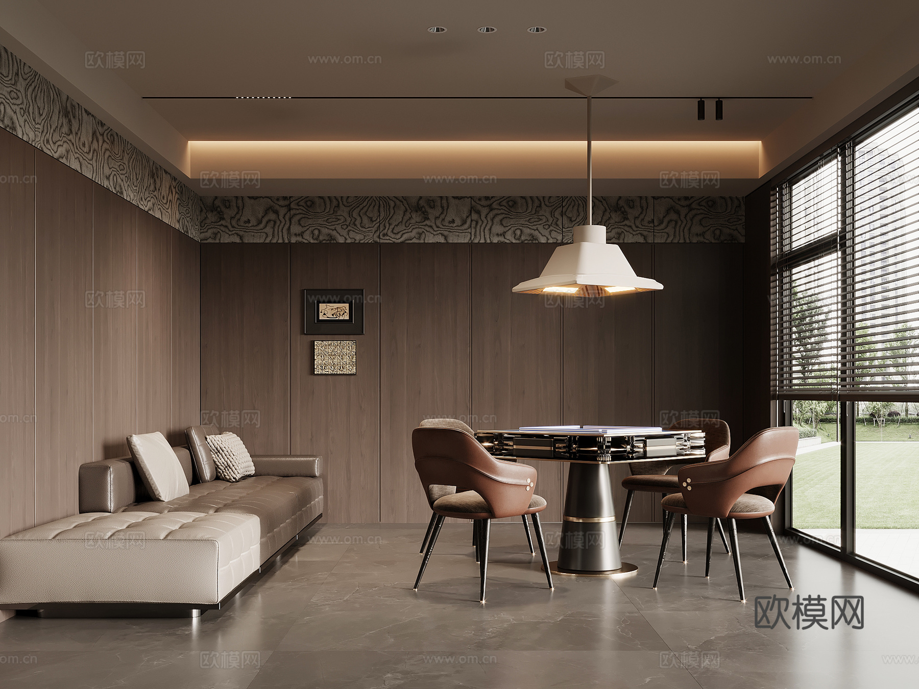 现代意式棋牌室 麻将桌3d模型下载