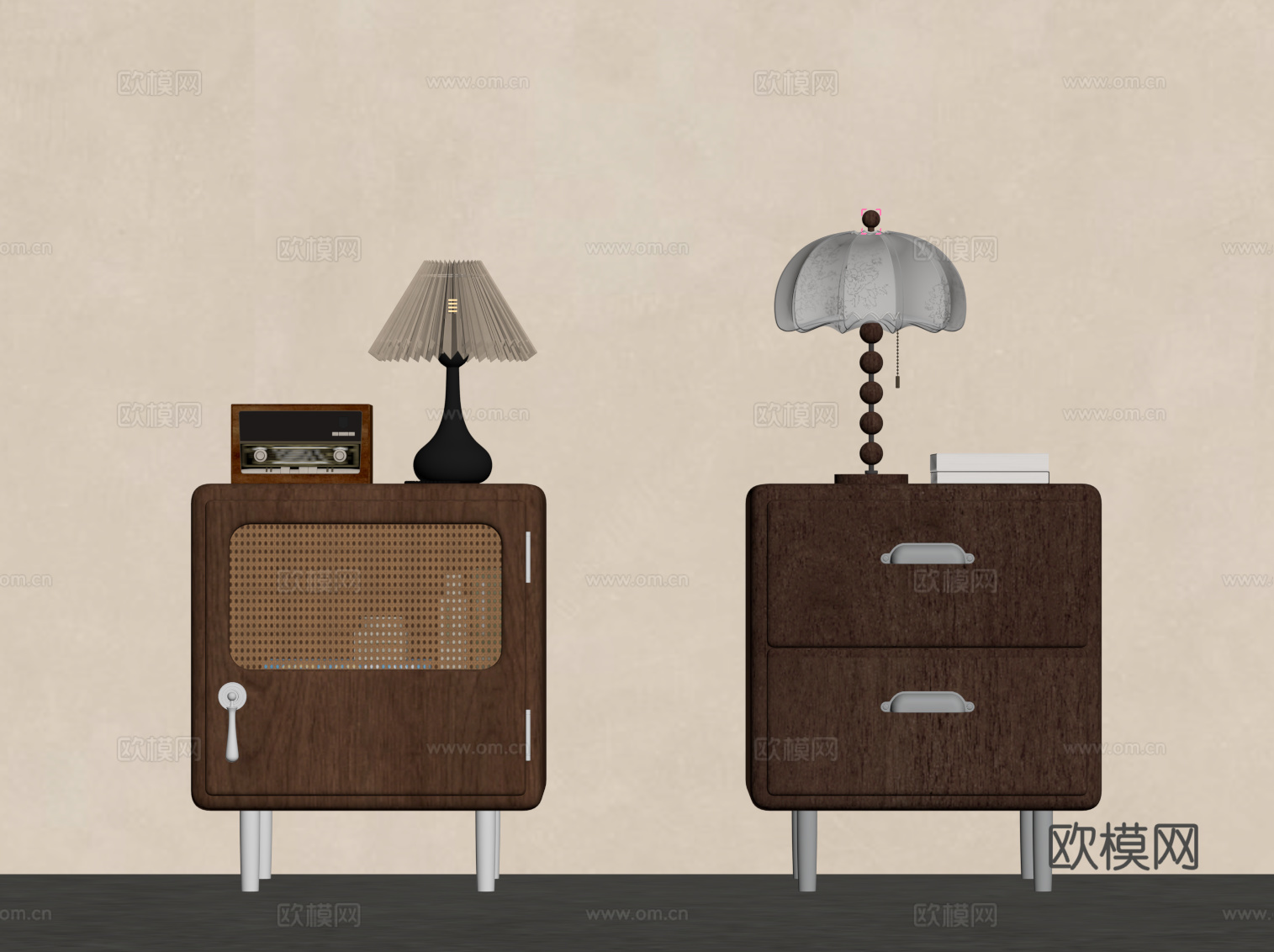 中古风床头柜su模型