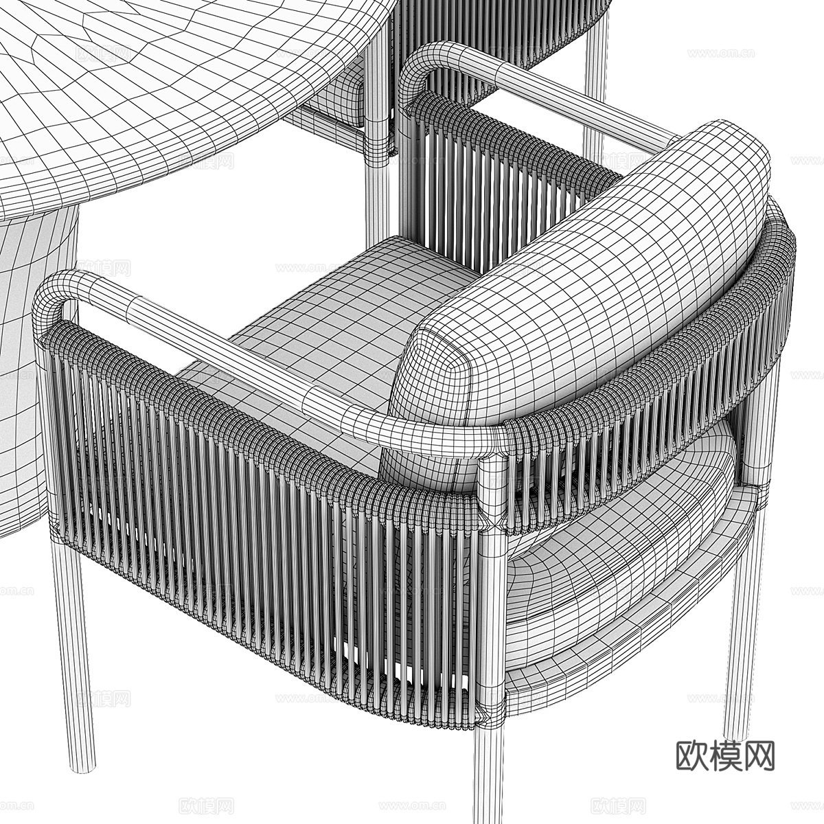 现代SNOC系列户外花园桌椅3d模型下载（渲染图4）