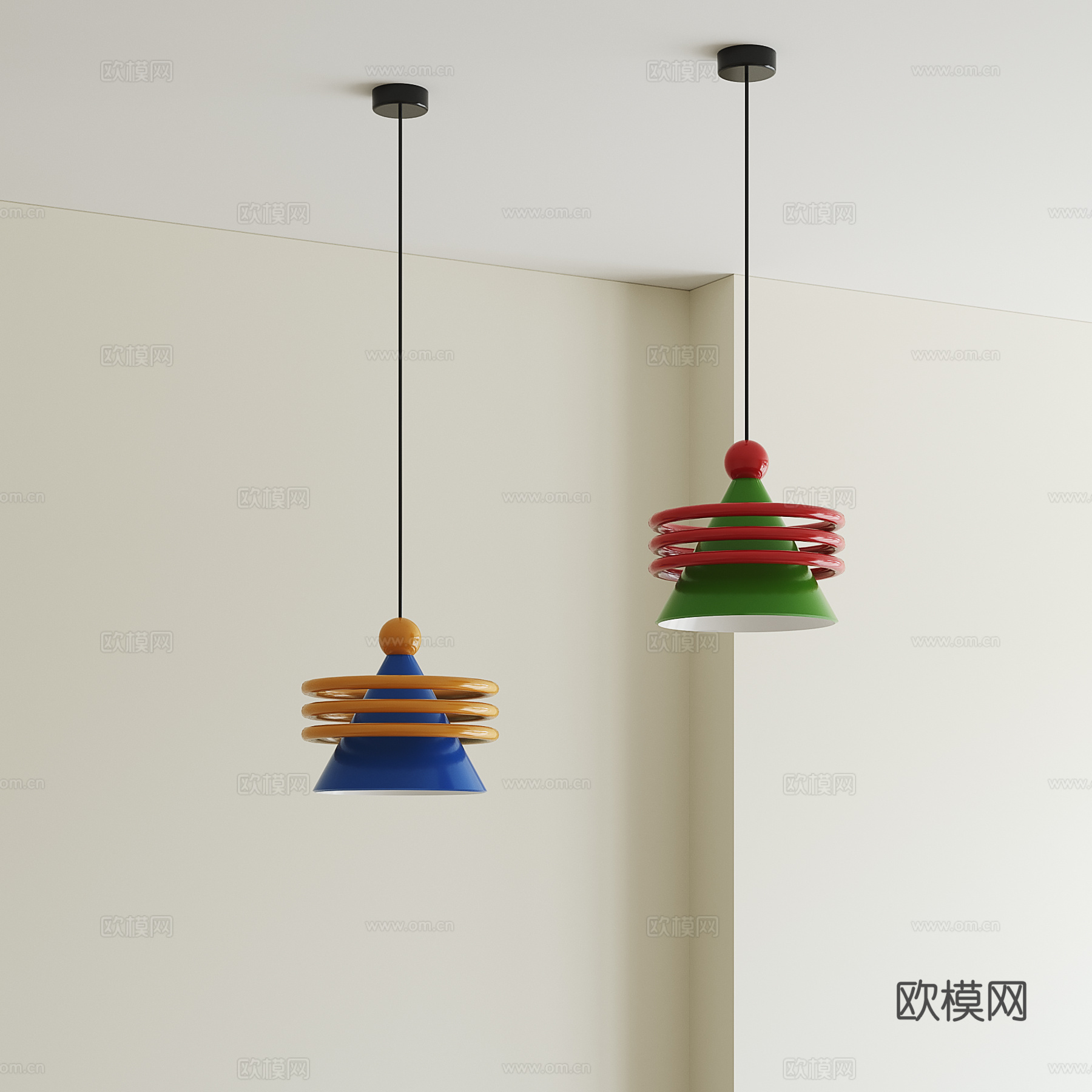 现代儿童吊灯su模型