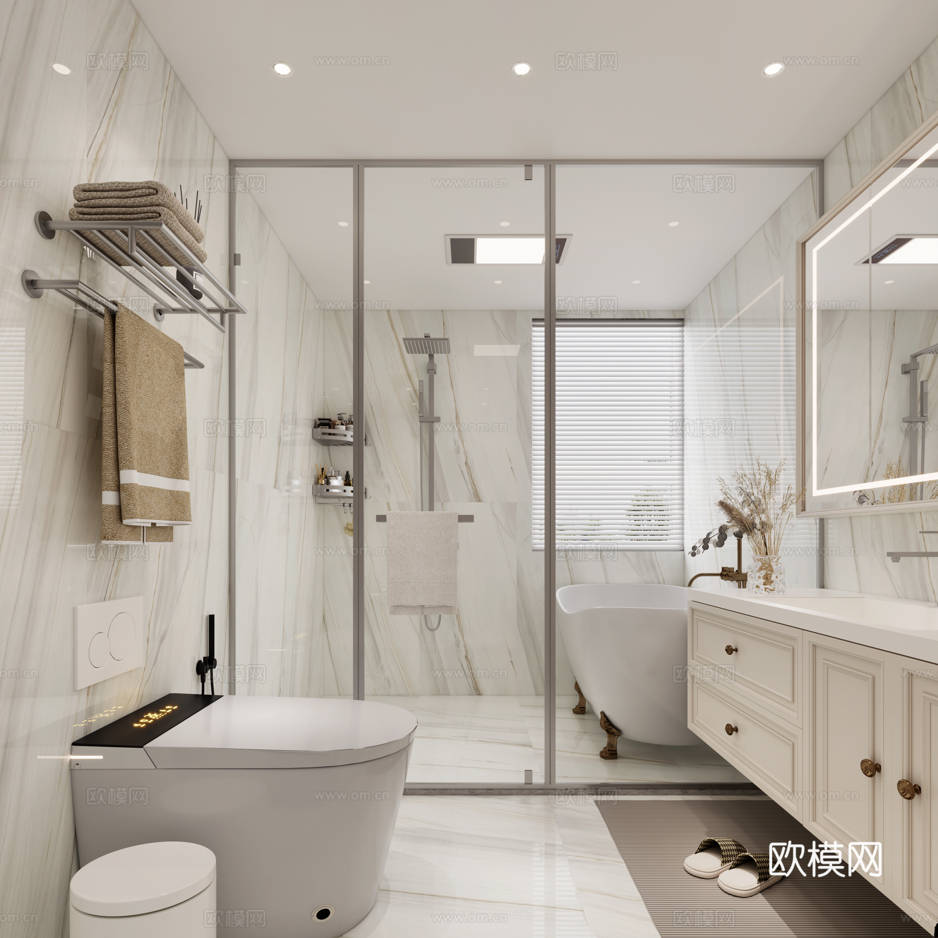 法式卫生间 欧式卫生间 美式卫生间 法式洗手池 现代卫生间3d模型下载