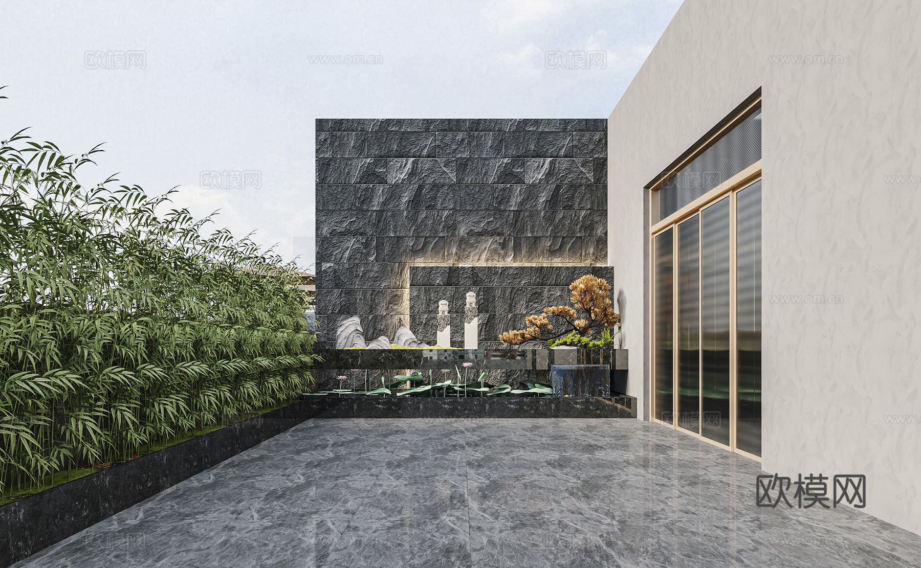 现代 花园3d模型下载（渲染图3）