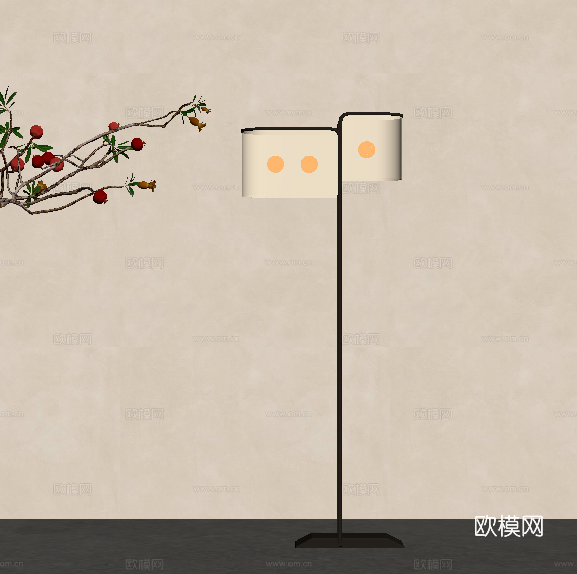 新中式落地灯su模型