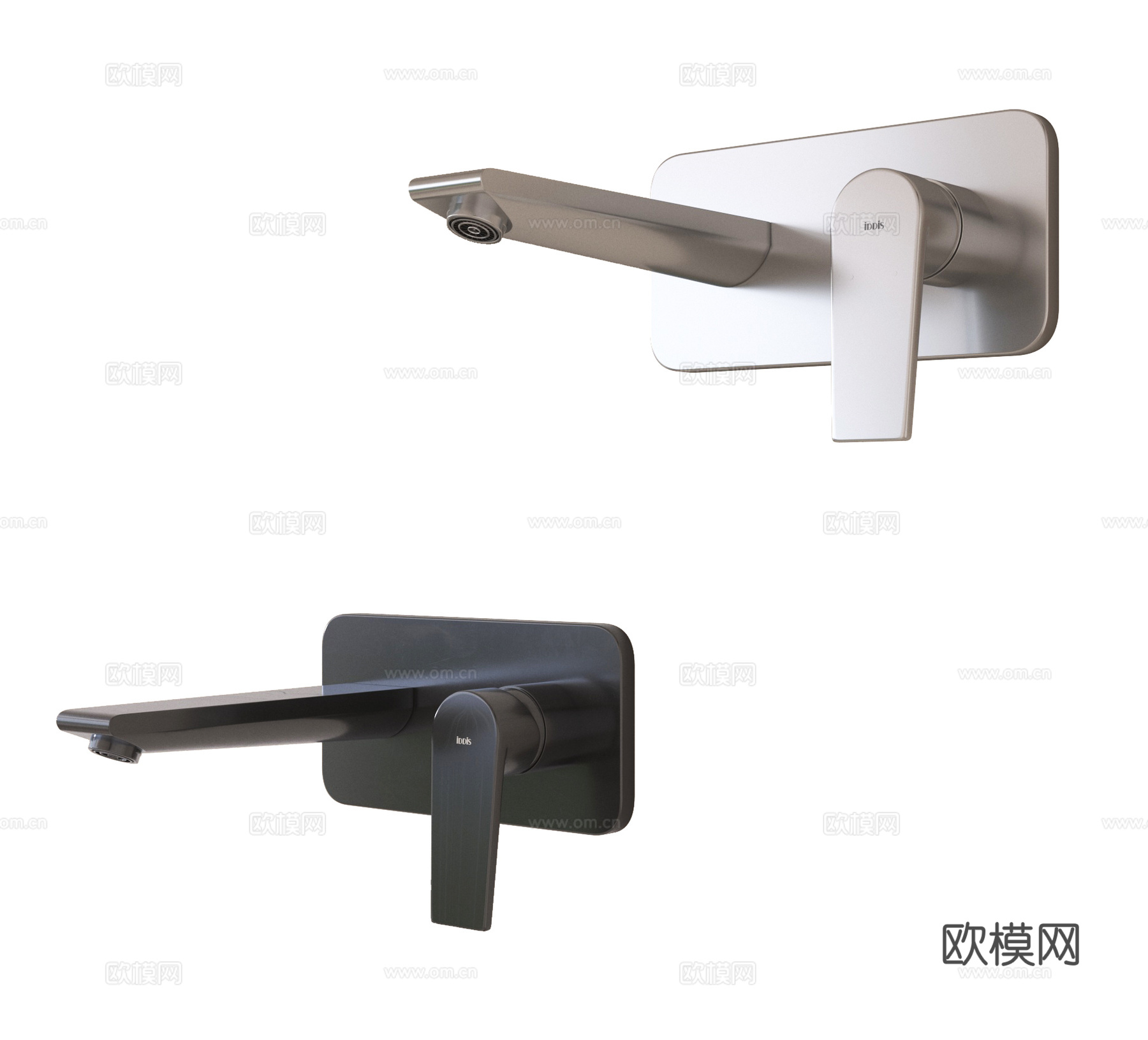 现代极简水龙头 墙排龙头 不锈钢龙头su模型