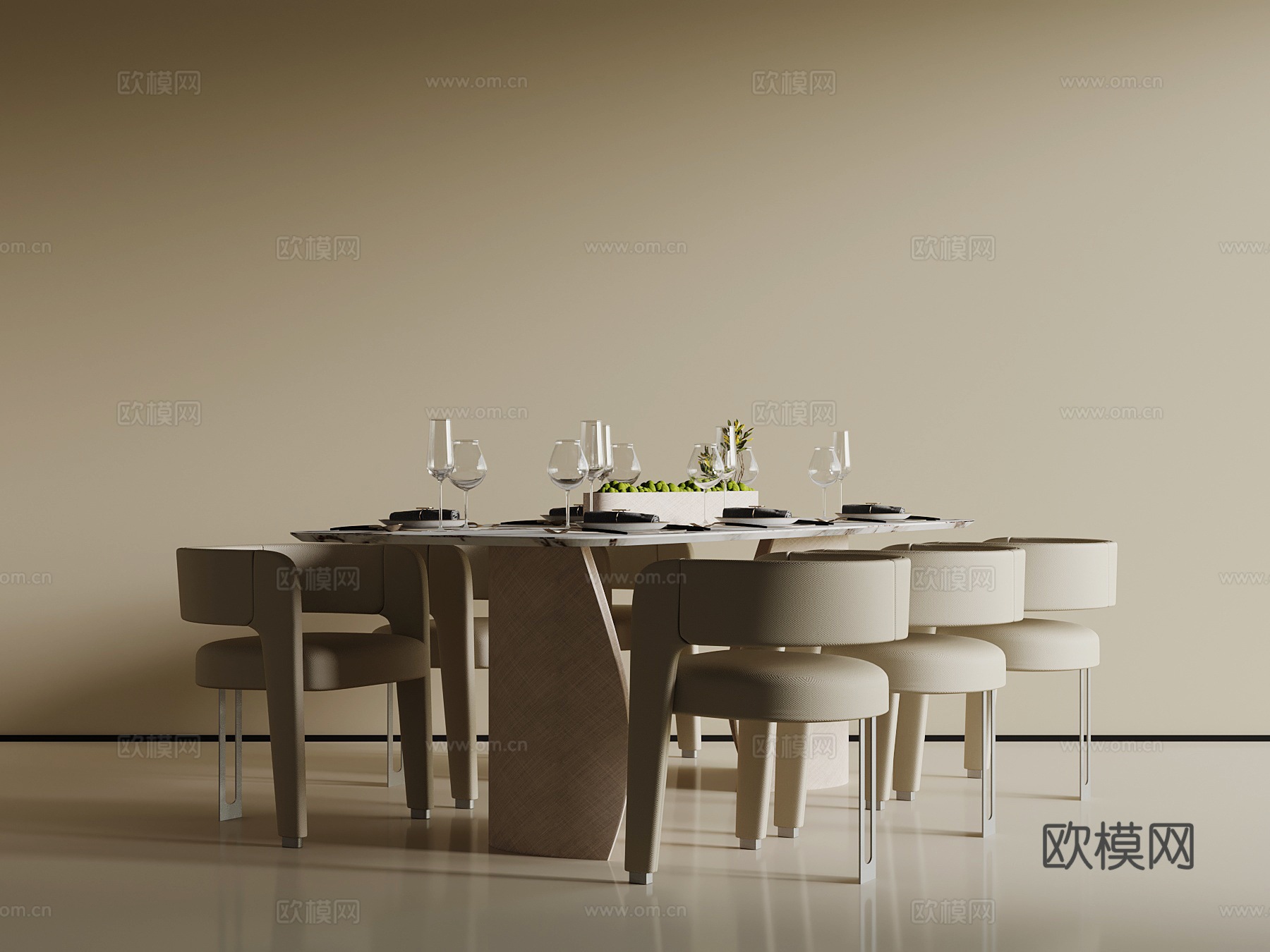 现代 餐桌椅su模型