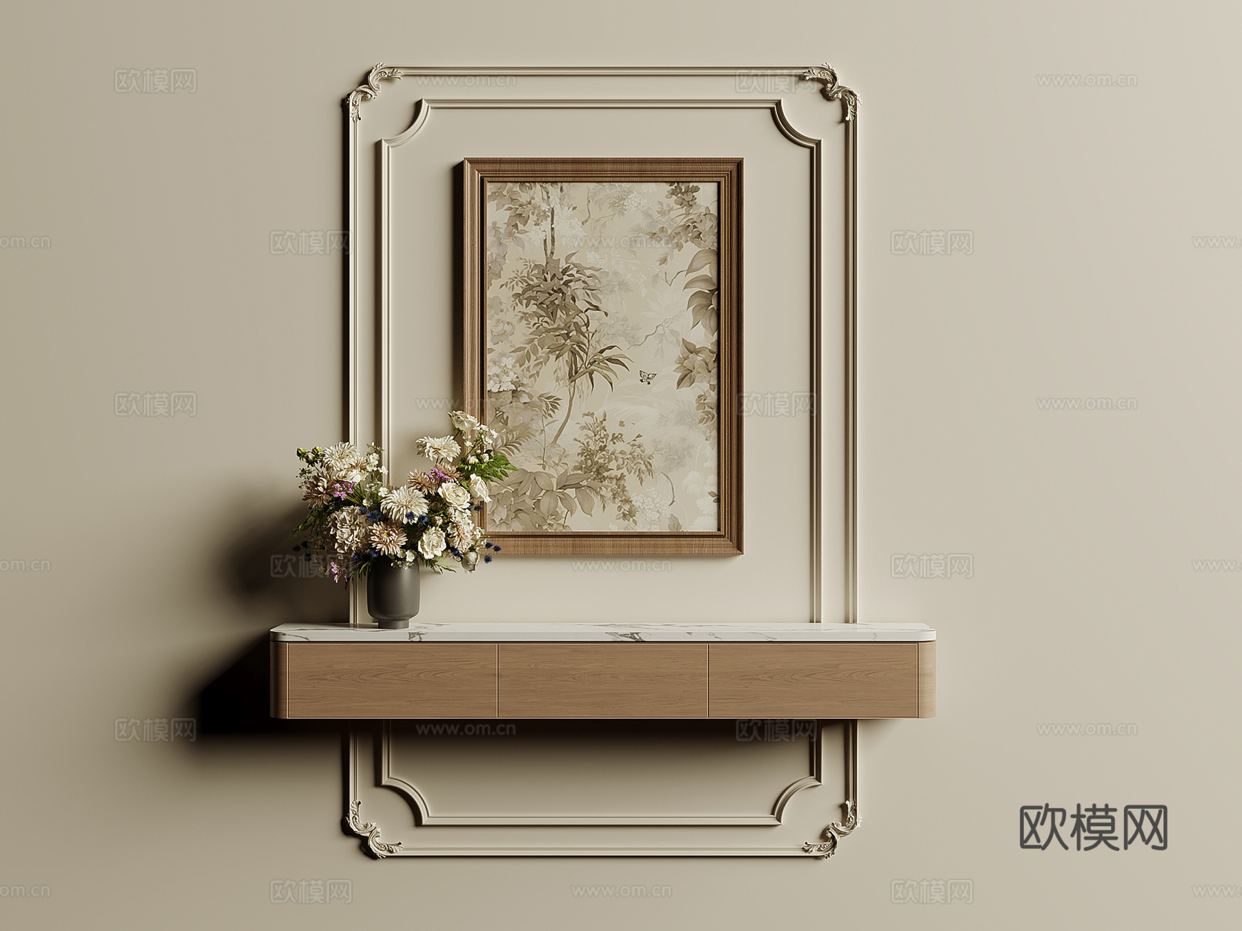 中古法式 花瓶 挂画su模型