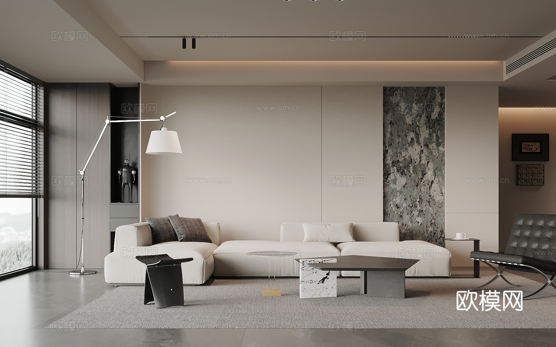 现代客厅 沙发茶几组合su模型