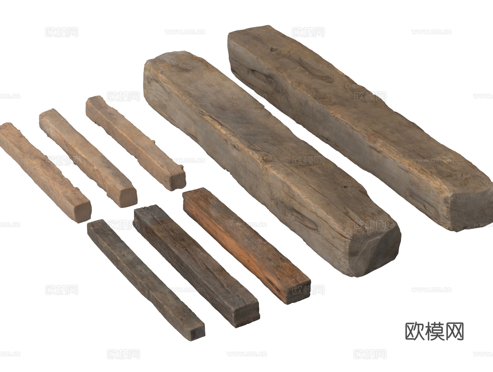 侘寂木头 木条 老木头 旧木板 老木板3d模型下载
