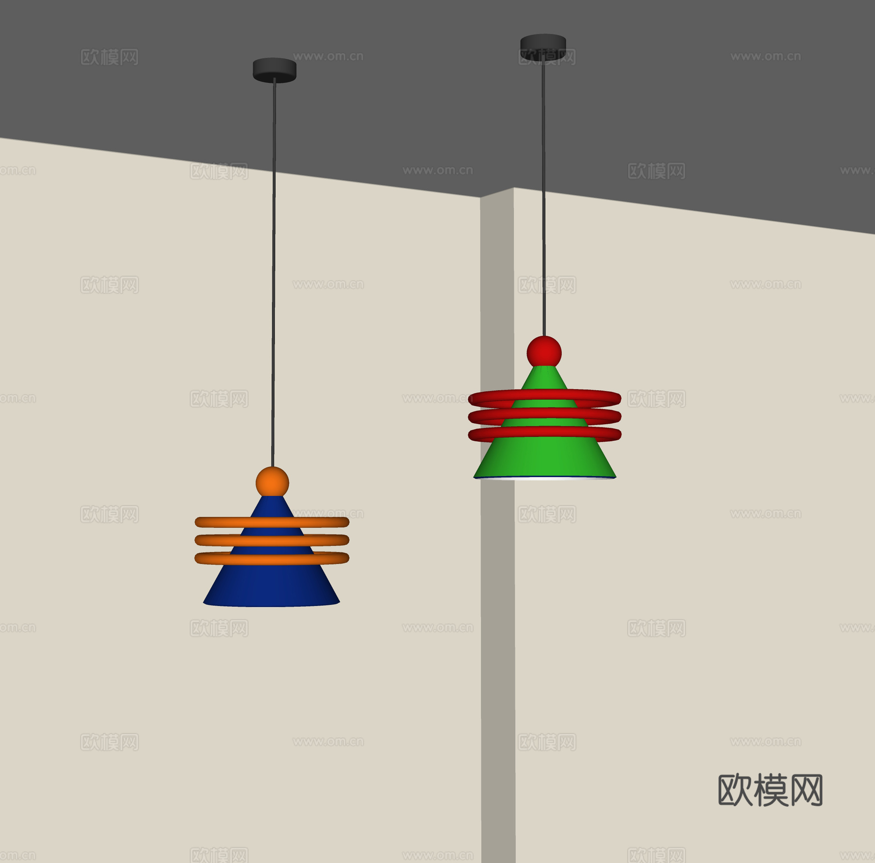 现代儿童吊灯su模型