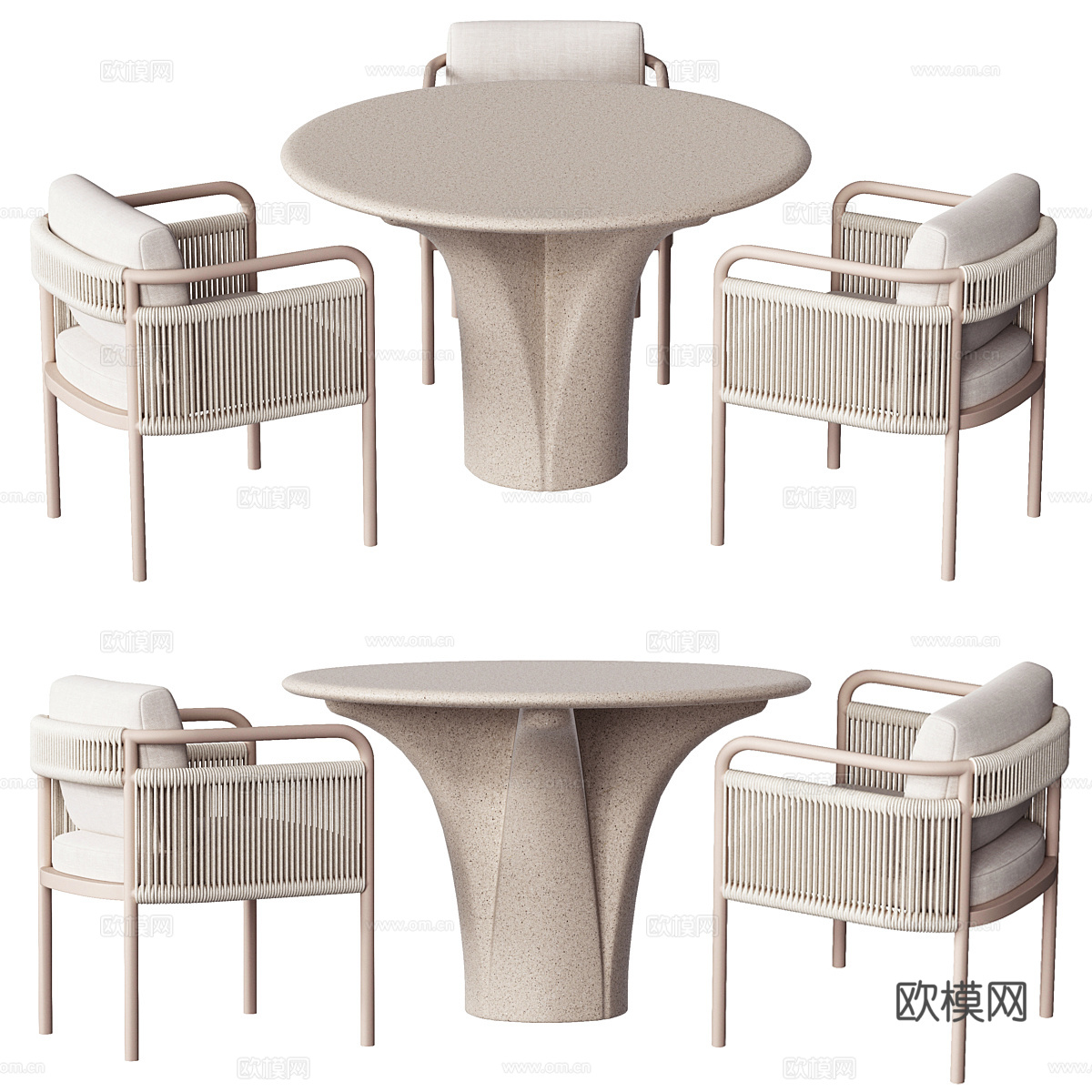 现代SNOC系列户外花园桌椅3d模型下载（渲染图1）