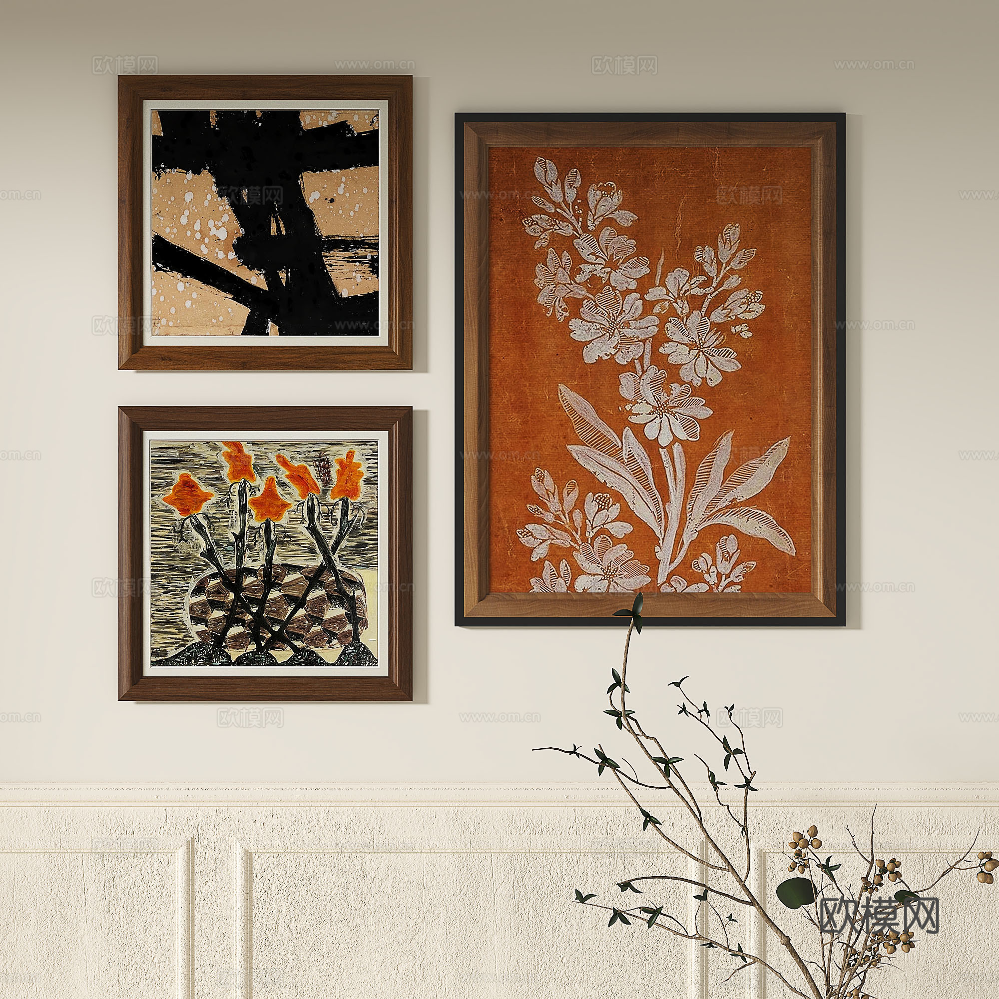 现代，复古，中古，简欧，装饰画3d模型下载