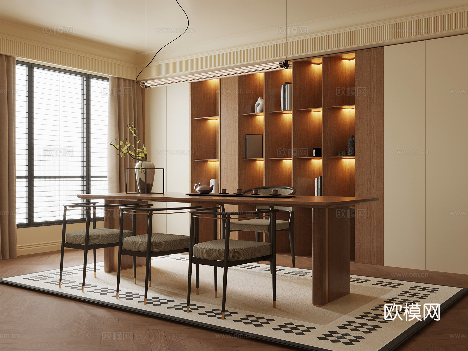 中古风书房 茶室3d模型下载