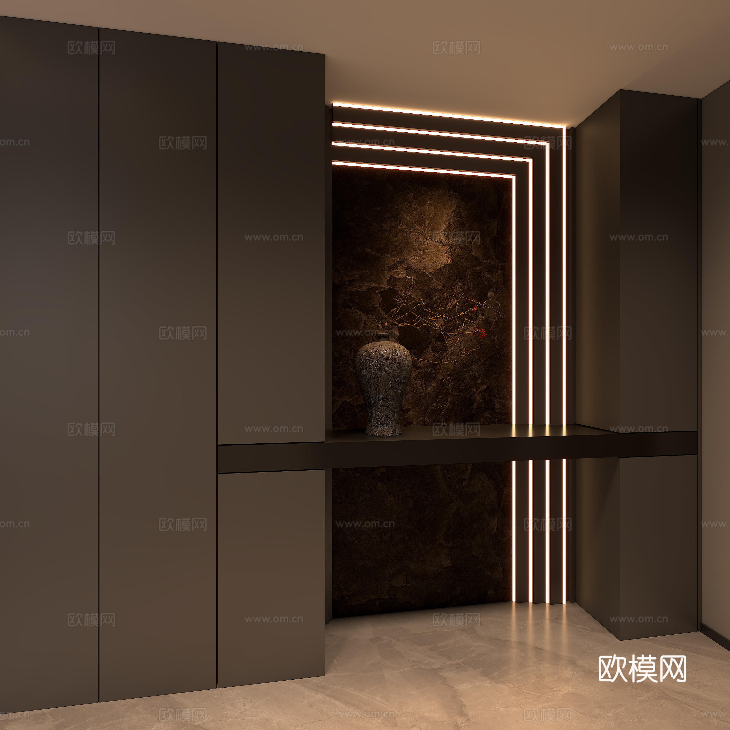 现代入户玄关过道背景su模型