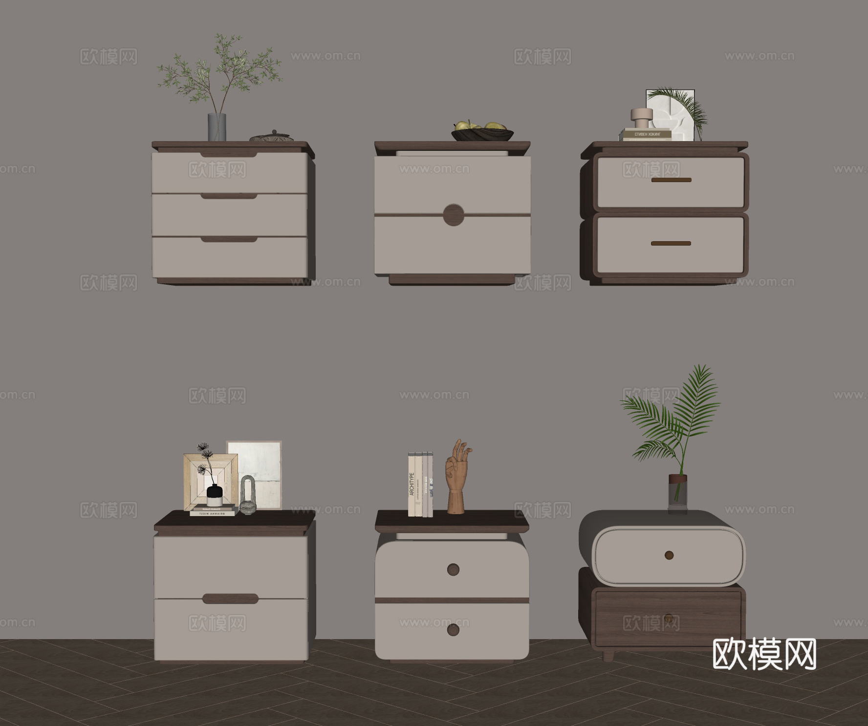 中古风床头柜su模型