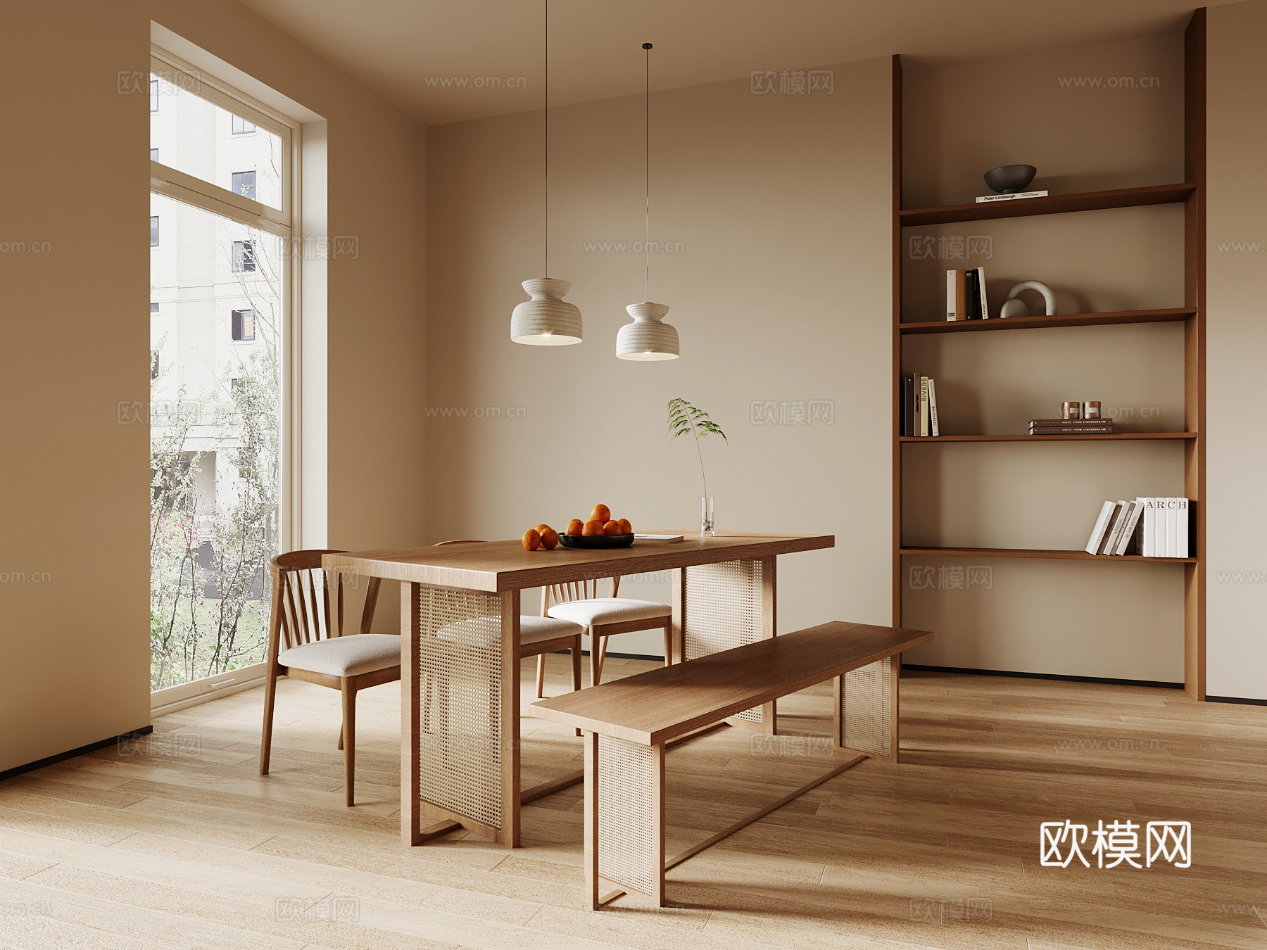 新中式餐桌椅su模型