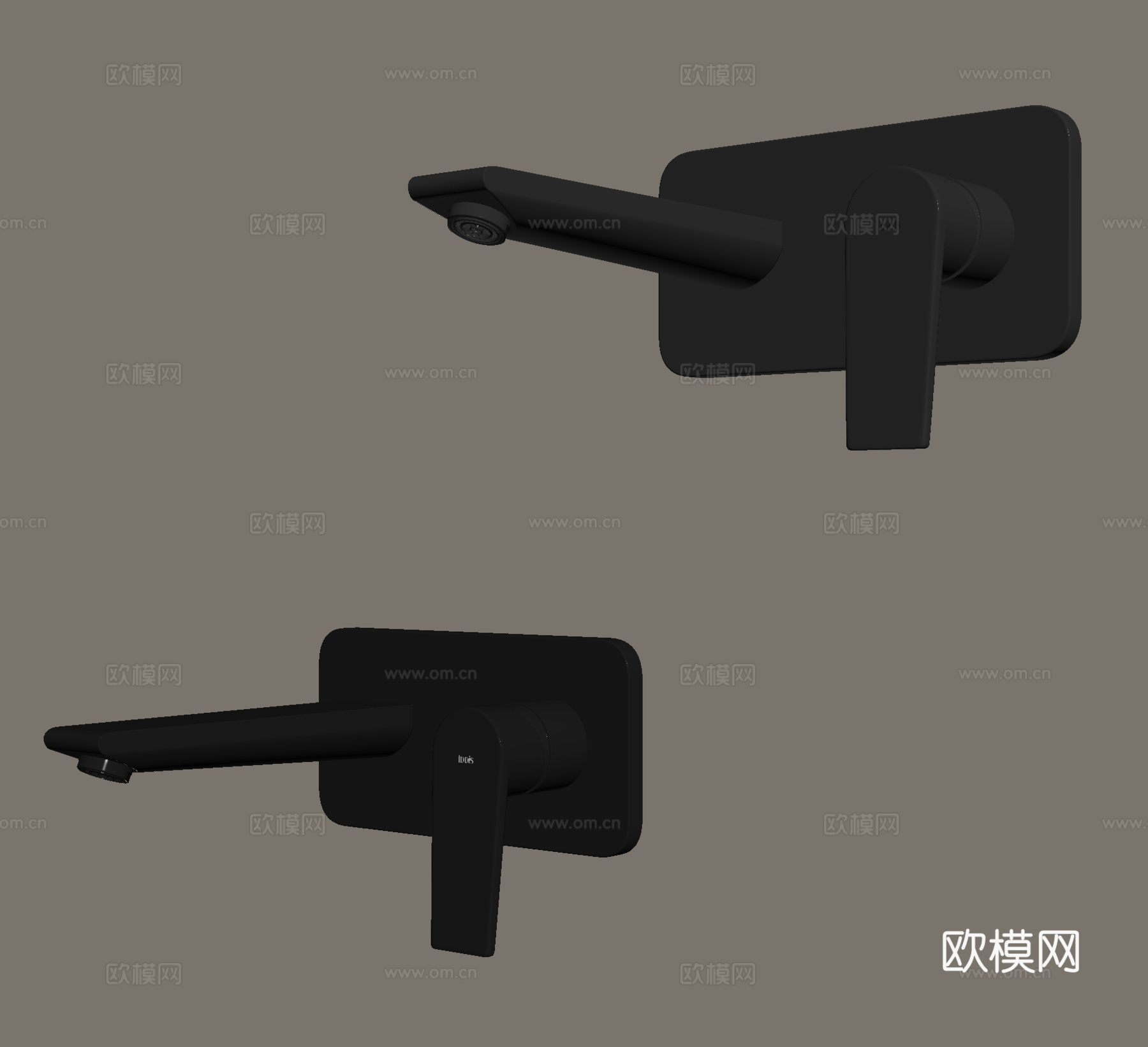 现代极简水龙头 墙排龙头 不锈钢龙头su模型