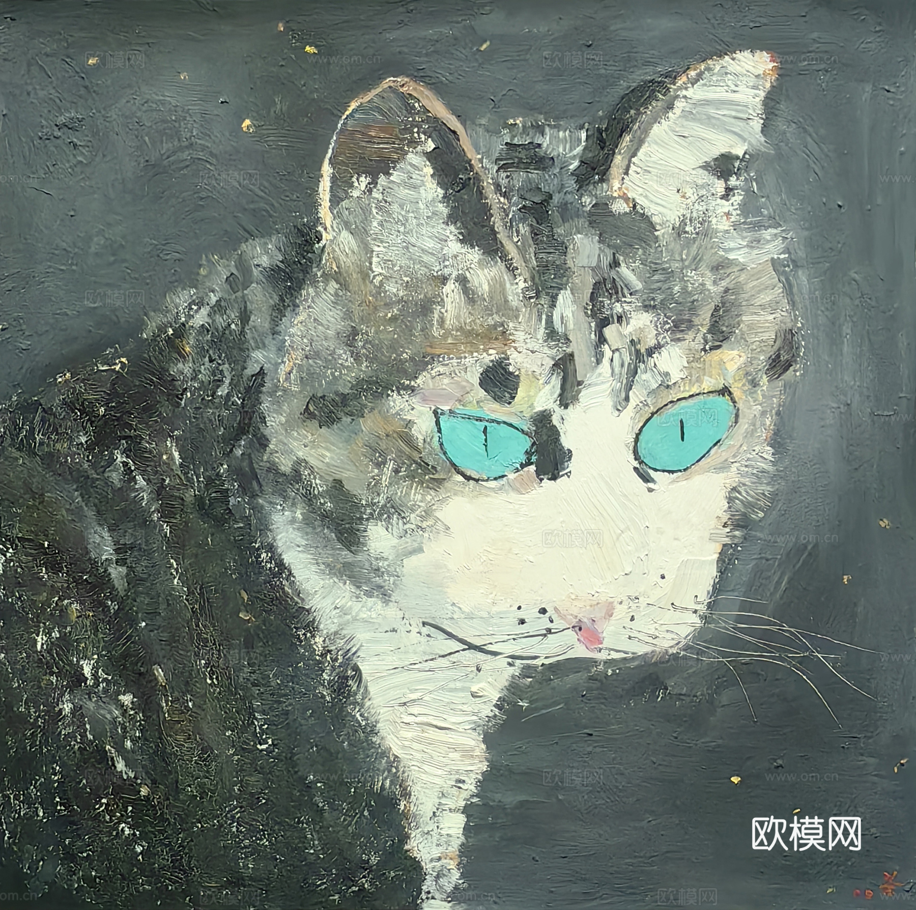 吴冠中绘画作品   猫咪装饰画