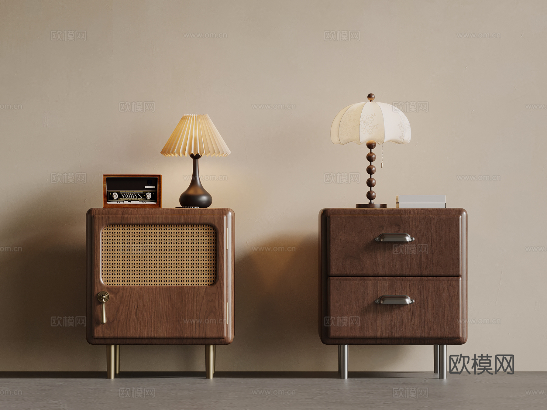 中古风床头柜su模型