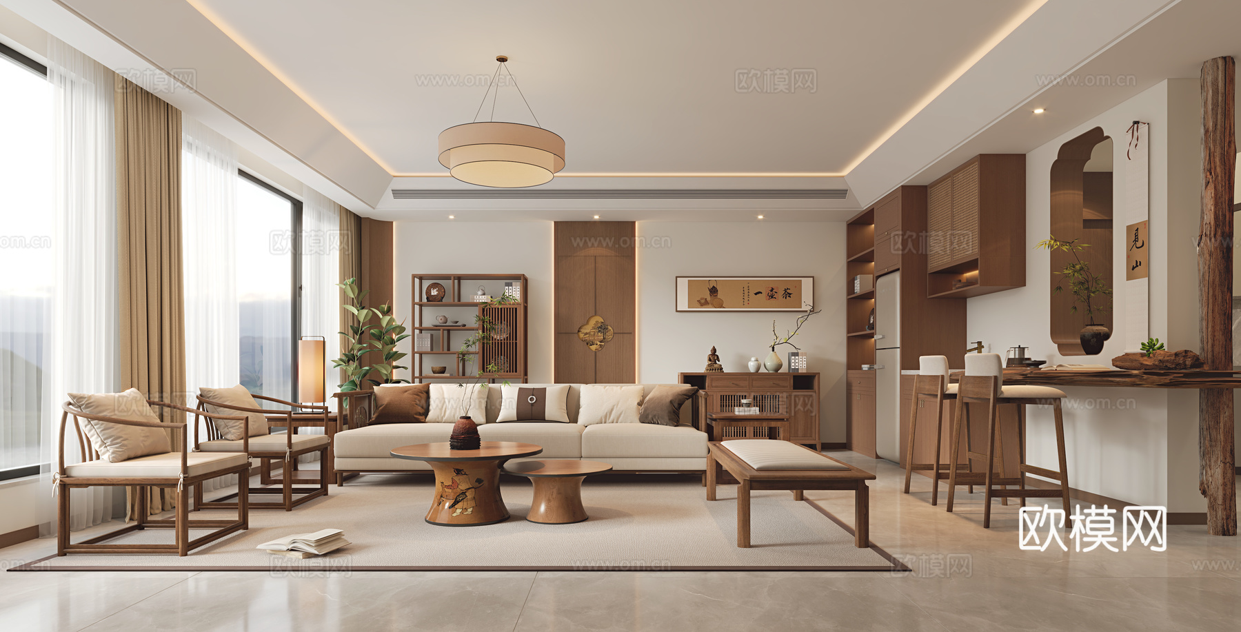 宋式客餐厅3d模型下载（渲染图2）