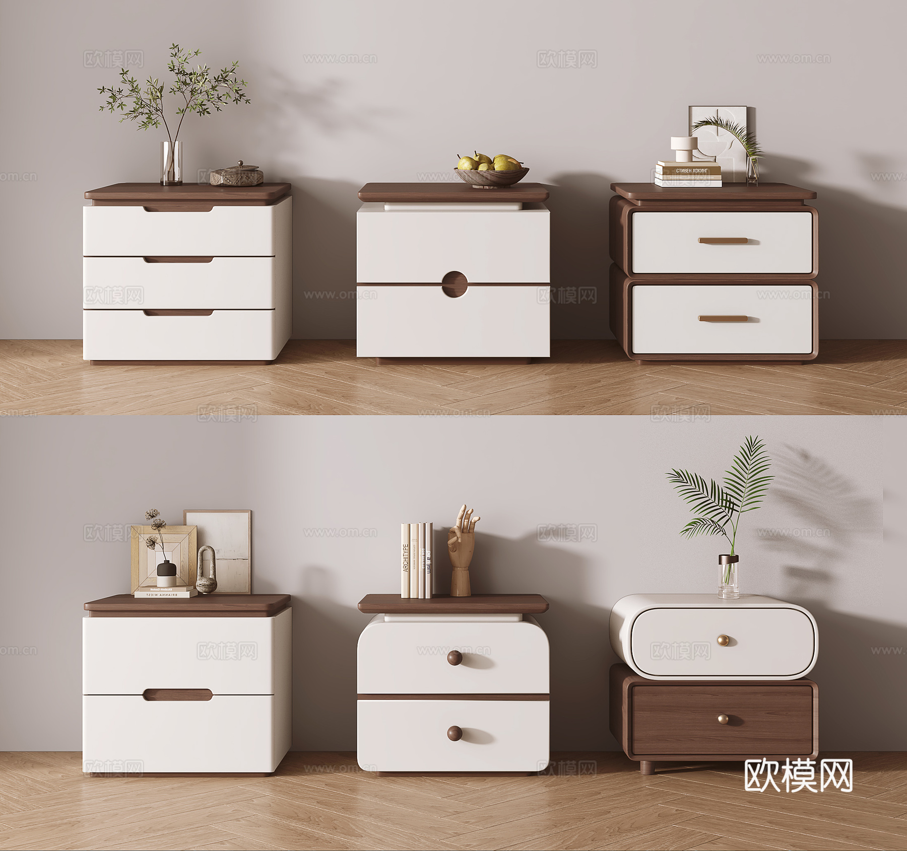 中古风床头柜su模型