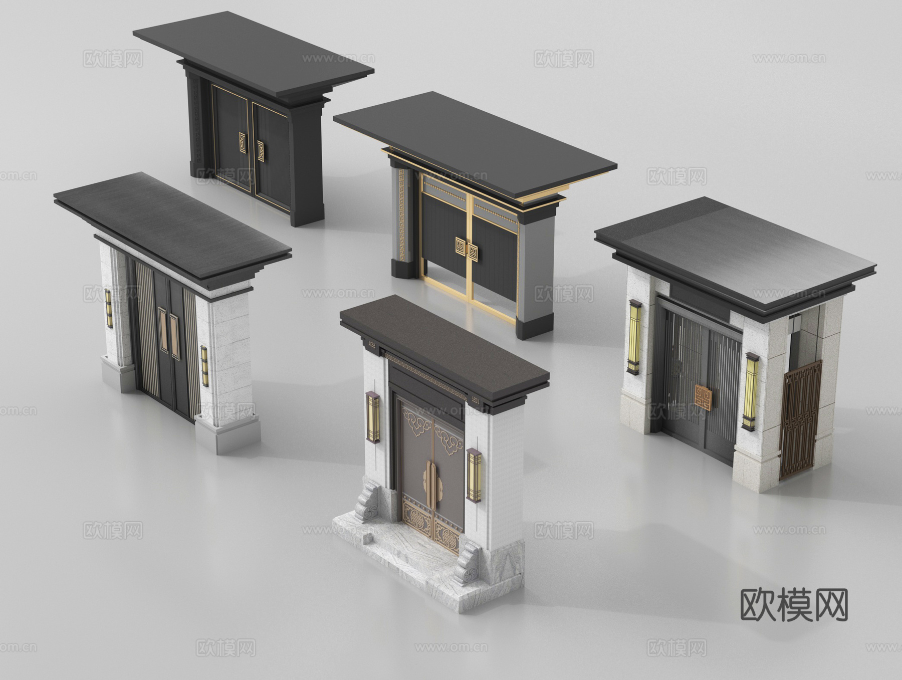 中式庭院门 户外庭院门3d模型下载