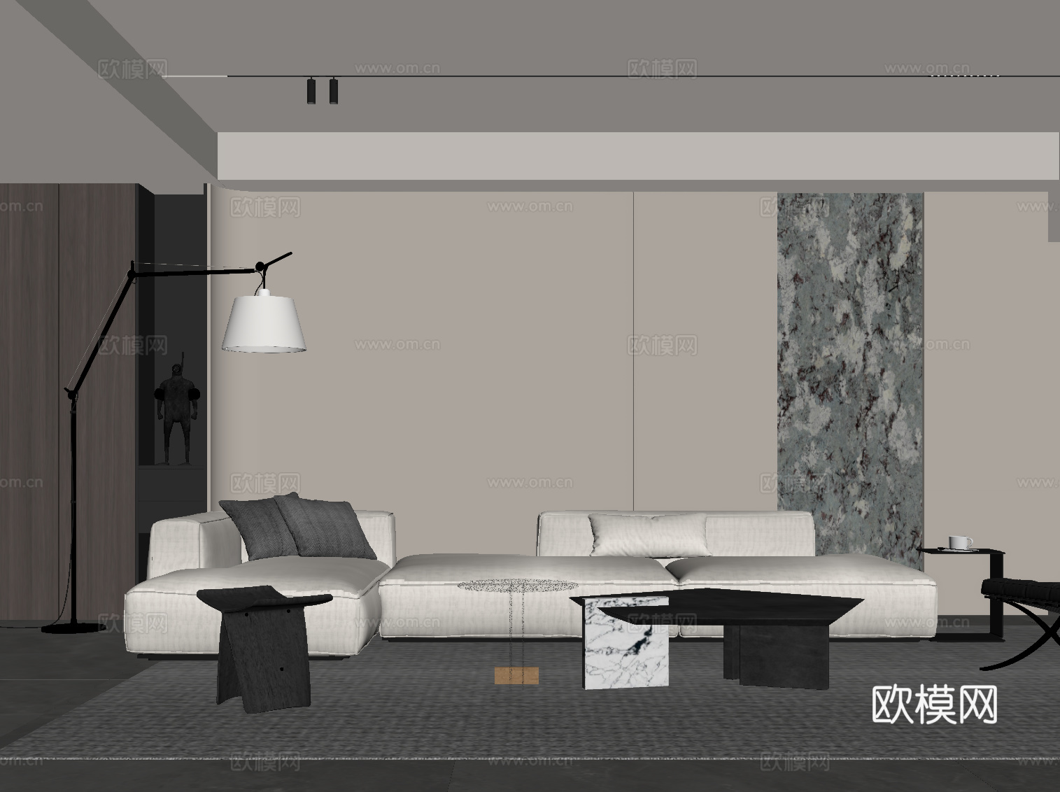 现代客厅 沙发茶几组合su模型