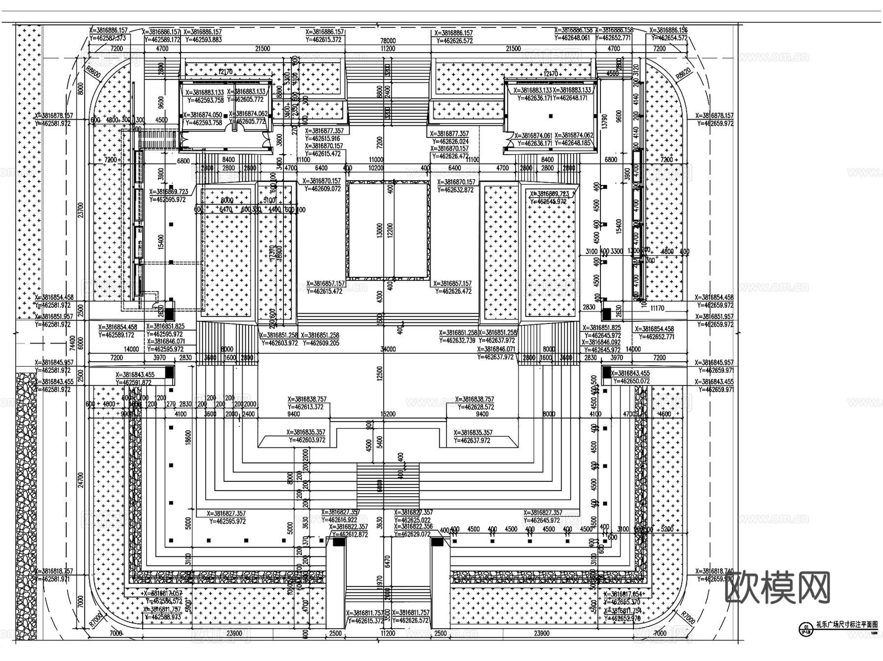 下沉广场休闲区景观CAD施工图集cad施工图