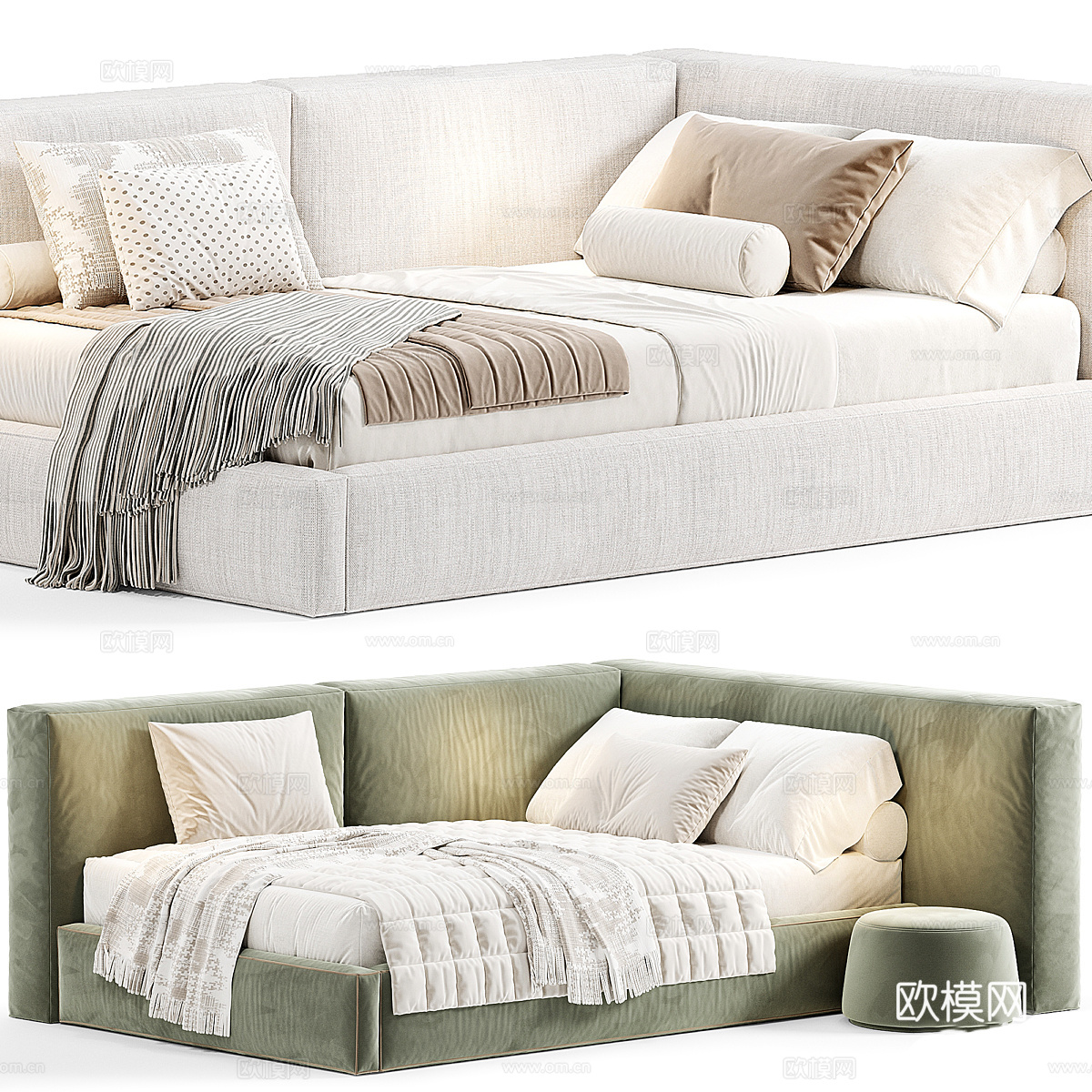 现代 Soxo 儿童布艺沙发床3d模型下载（渲染图6）