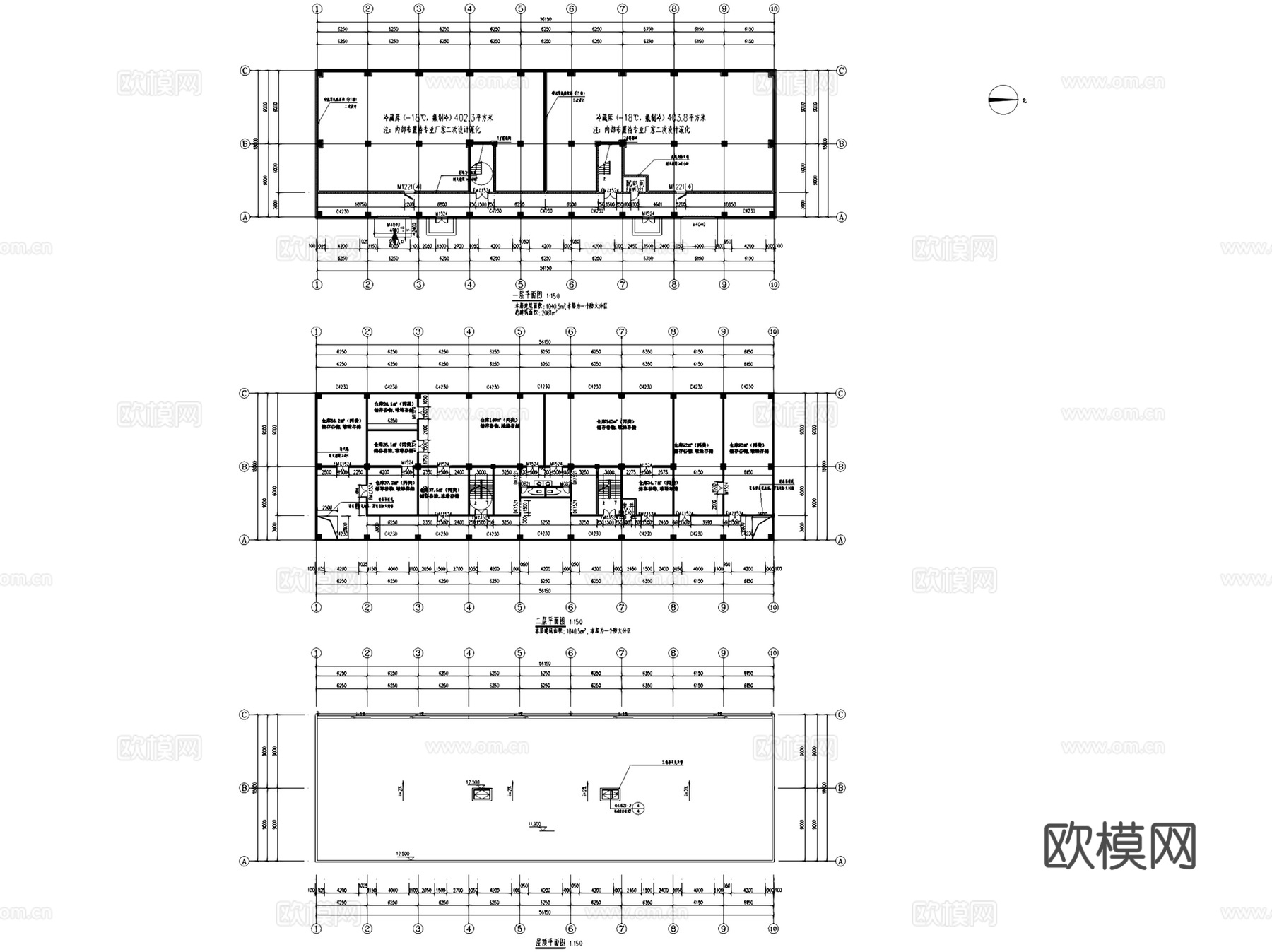 潍坊擂鼓山国家粮食储备库冷库建筑CAD施工图全套cad施工图