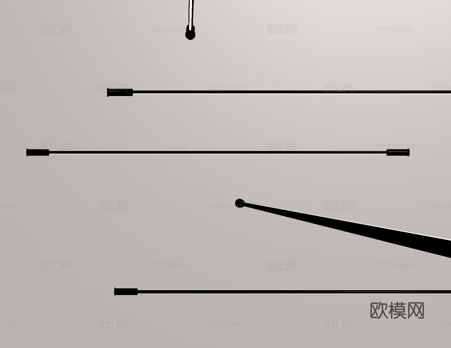 现代钢带灯su模型