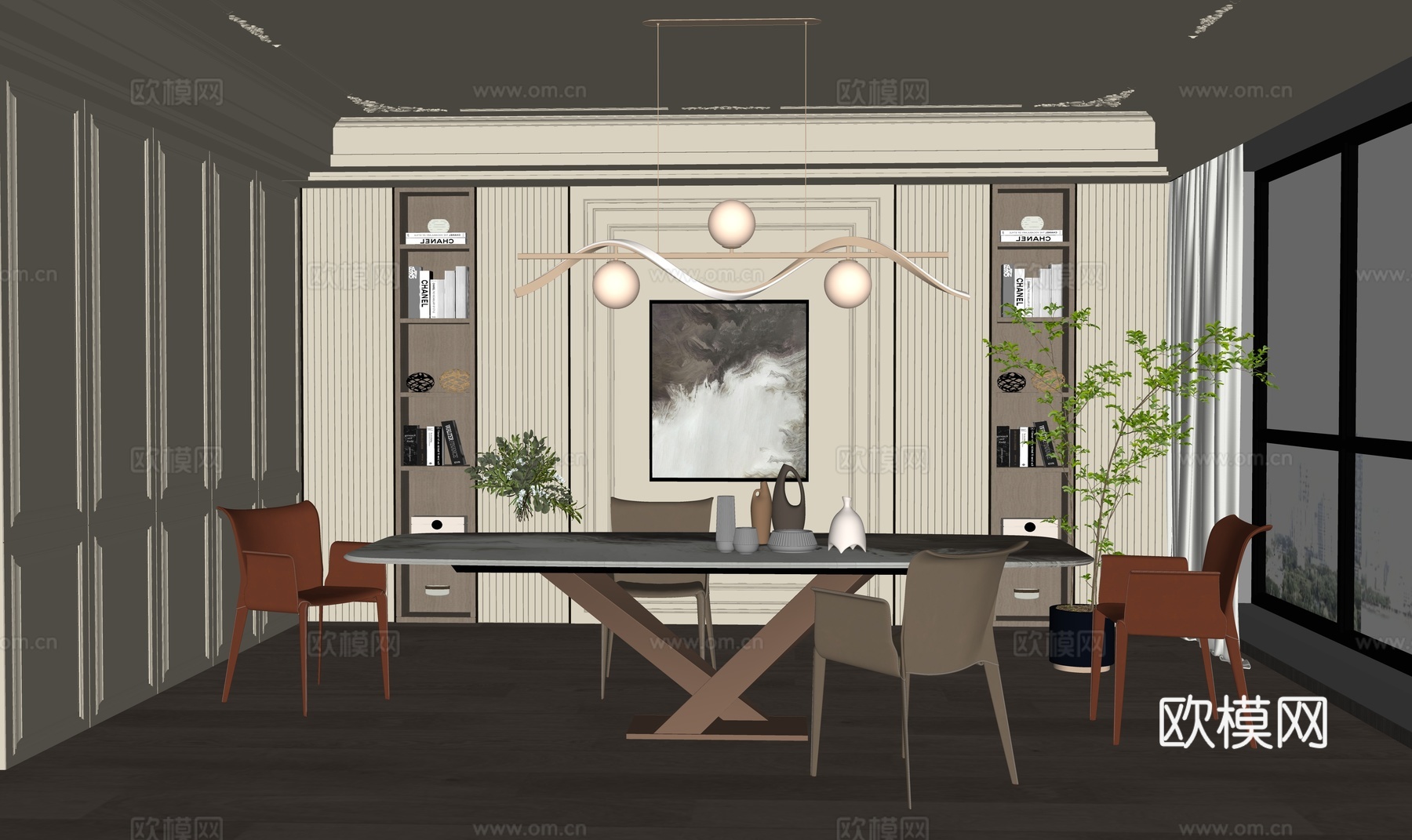 现代轻奢餐厅su模型