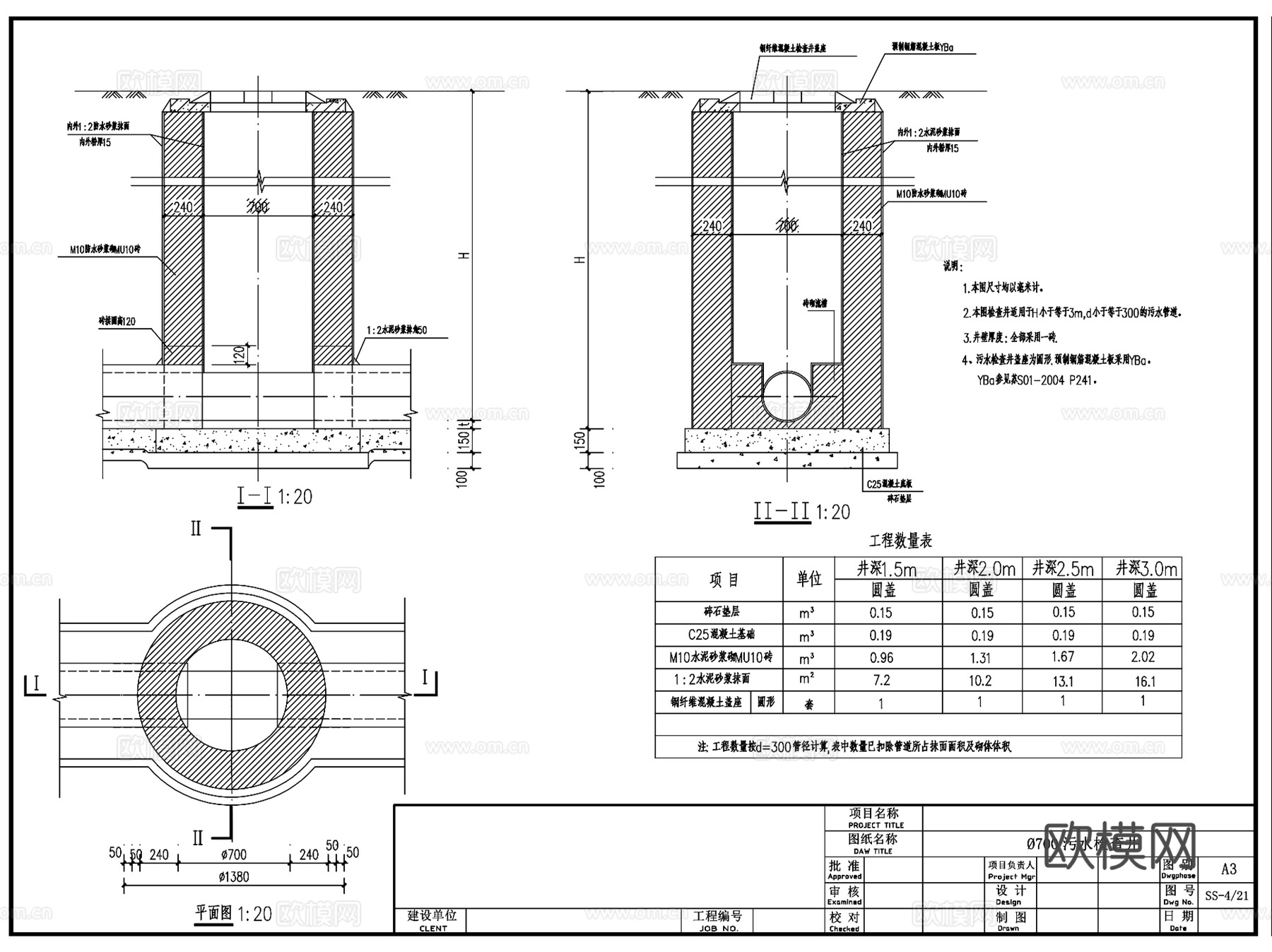 污水井检查井雨水井大样景观CAD施工详图集cad施工图cad施工图