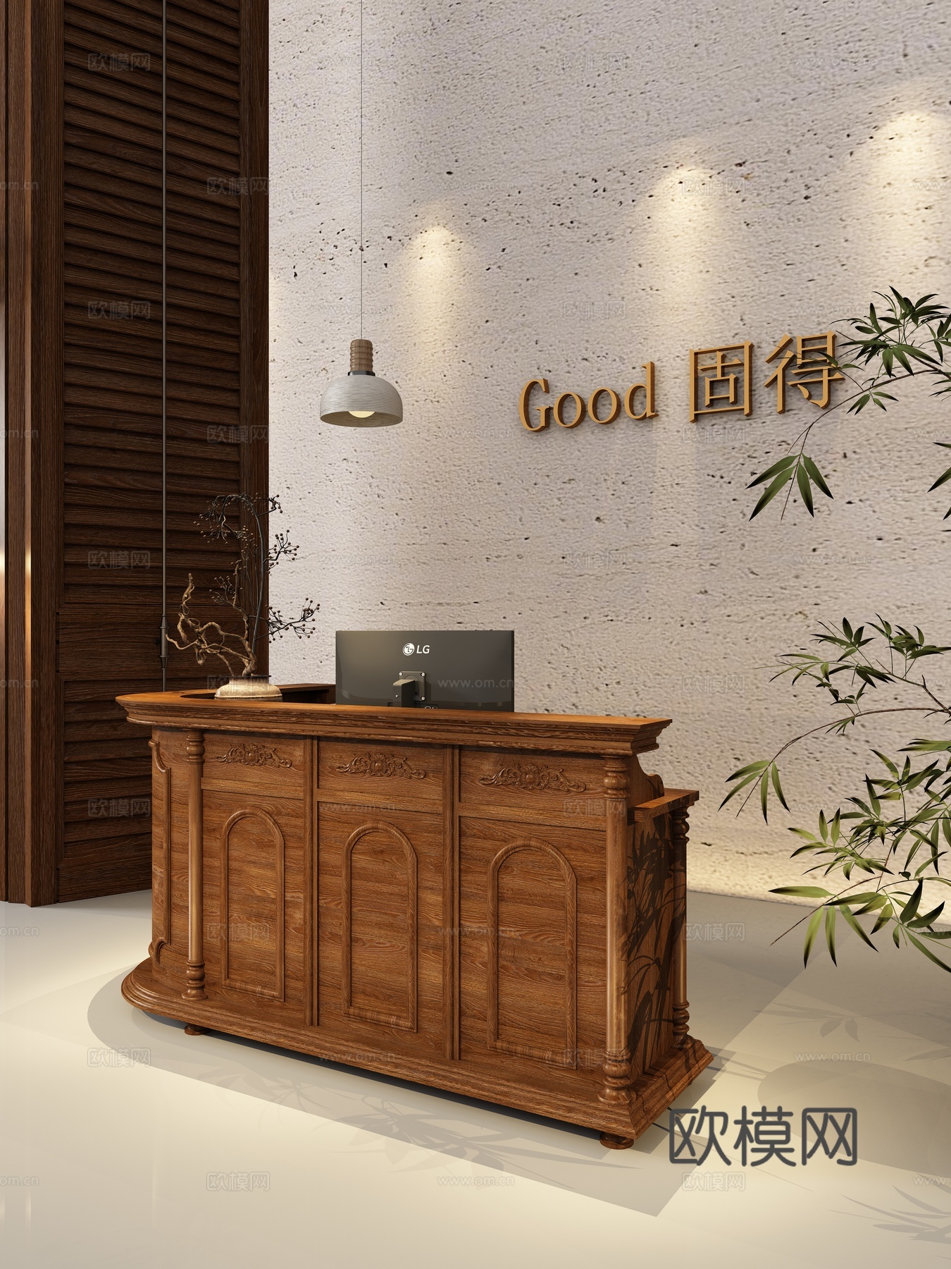 酒店前台接待台吧台服务台岛台3d模型