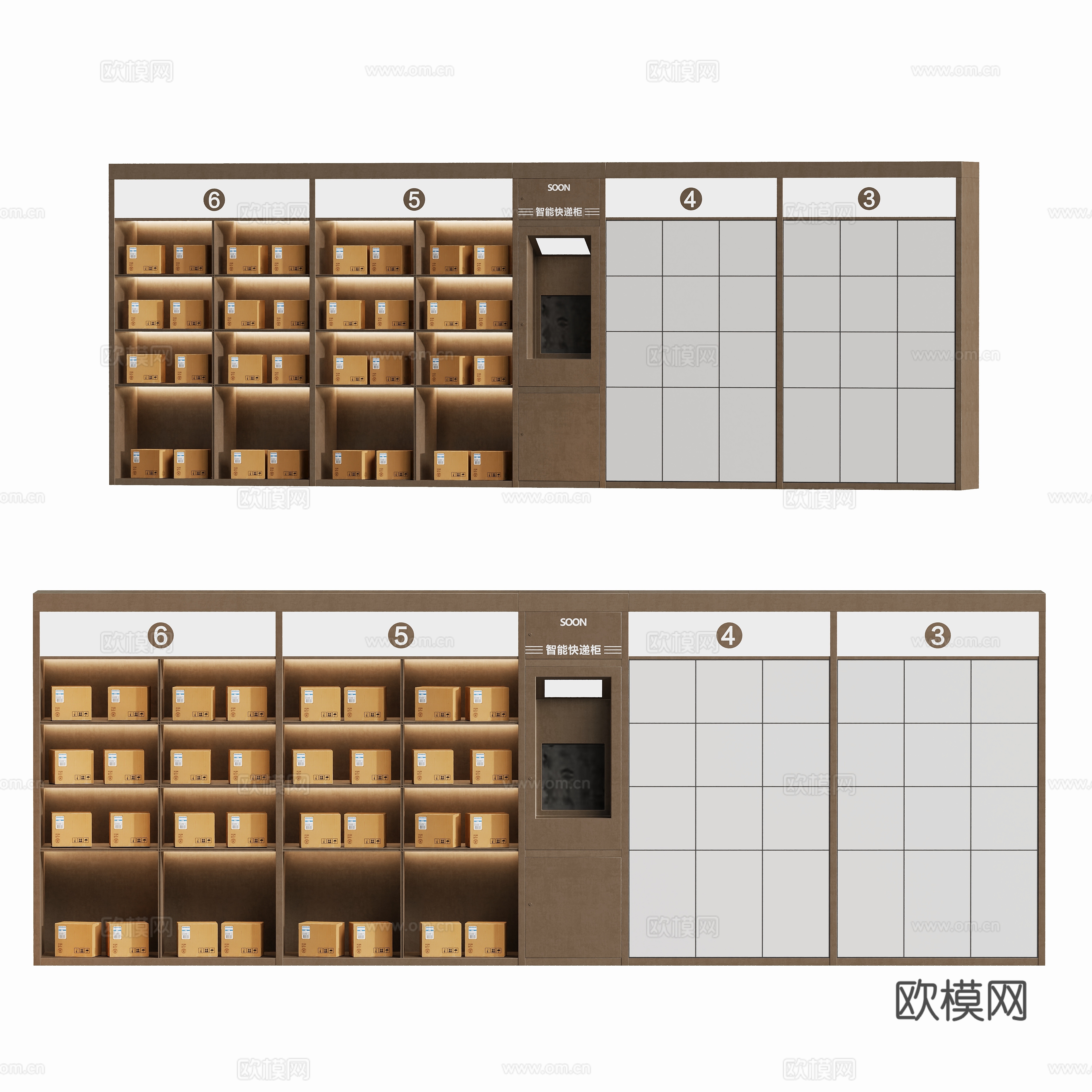 现代快递柜装饰柜su模型