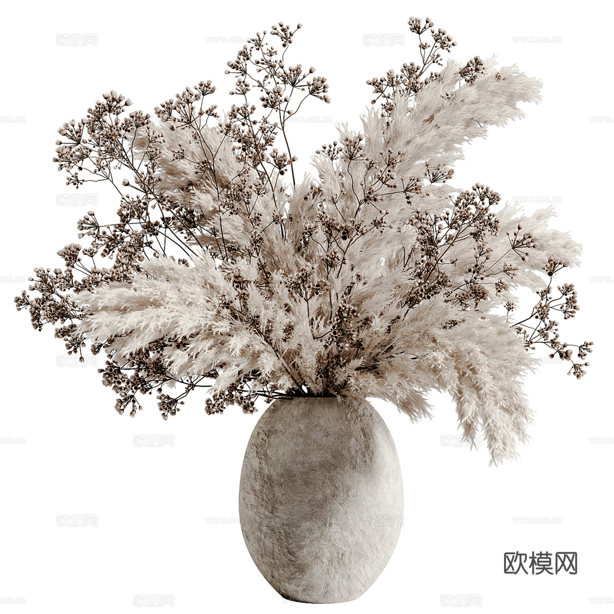 现代浅色花瓶花艺摆件3d模型