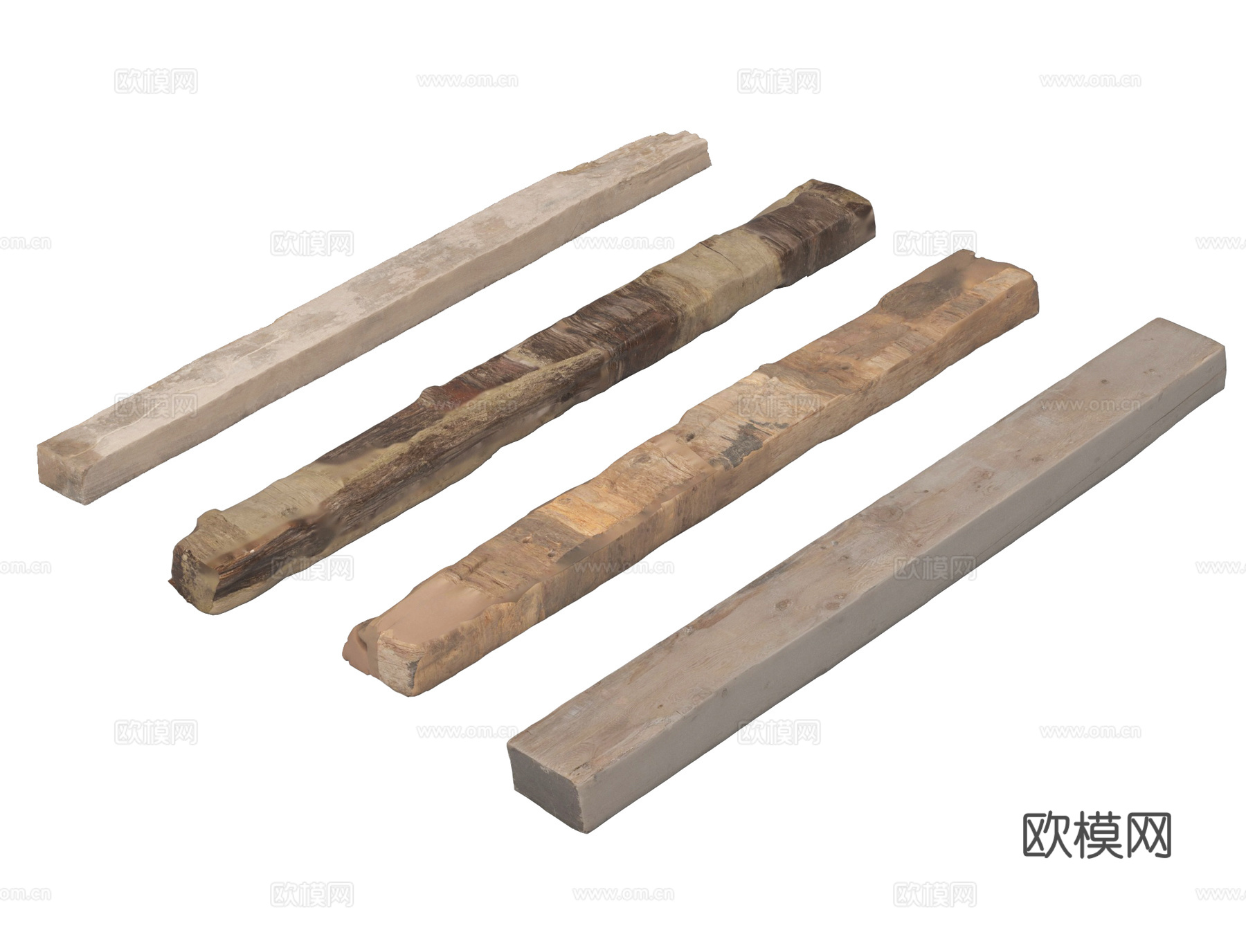 侘寂老木头 木头柱子 旧木板 木条3d模型下载
