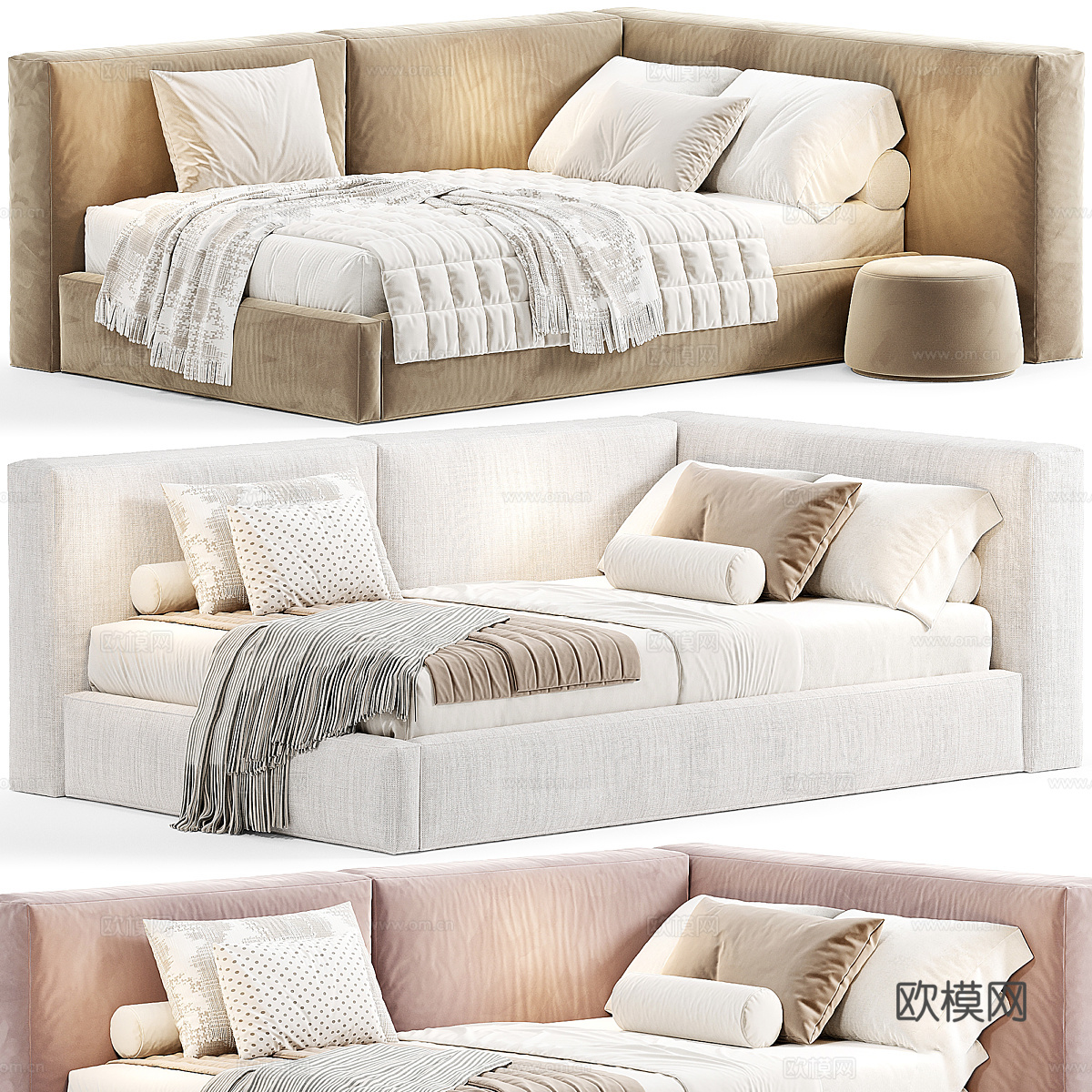 现代 Soxo 儿童布艺沙发床3d模型下载（渲染图3）