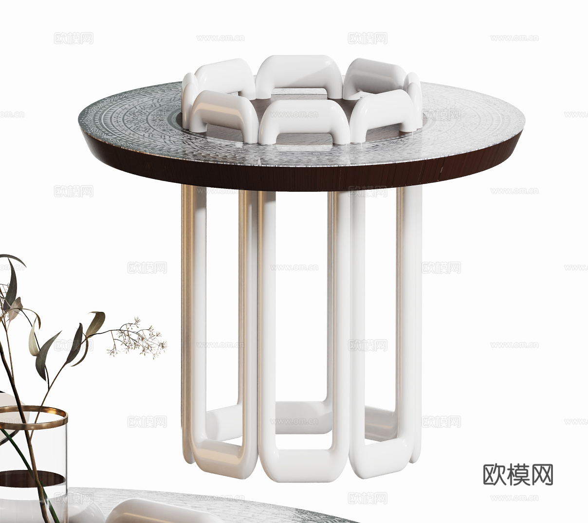 现代圆形客厅茶几su模型