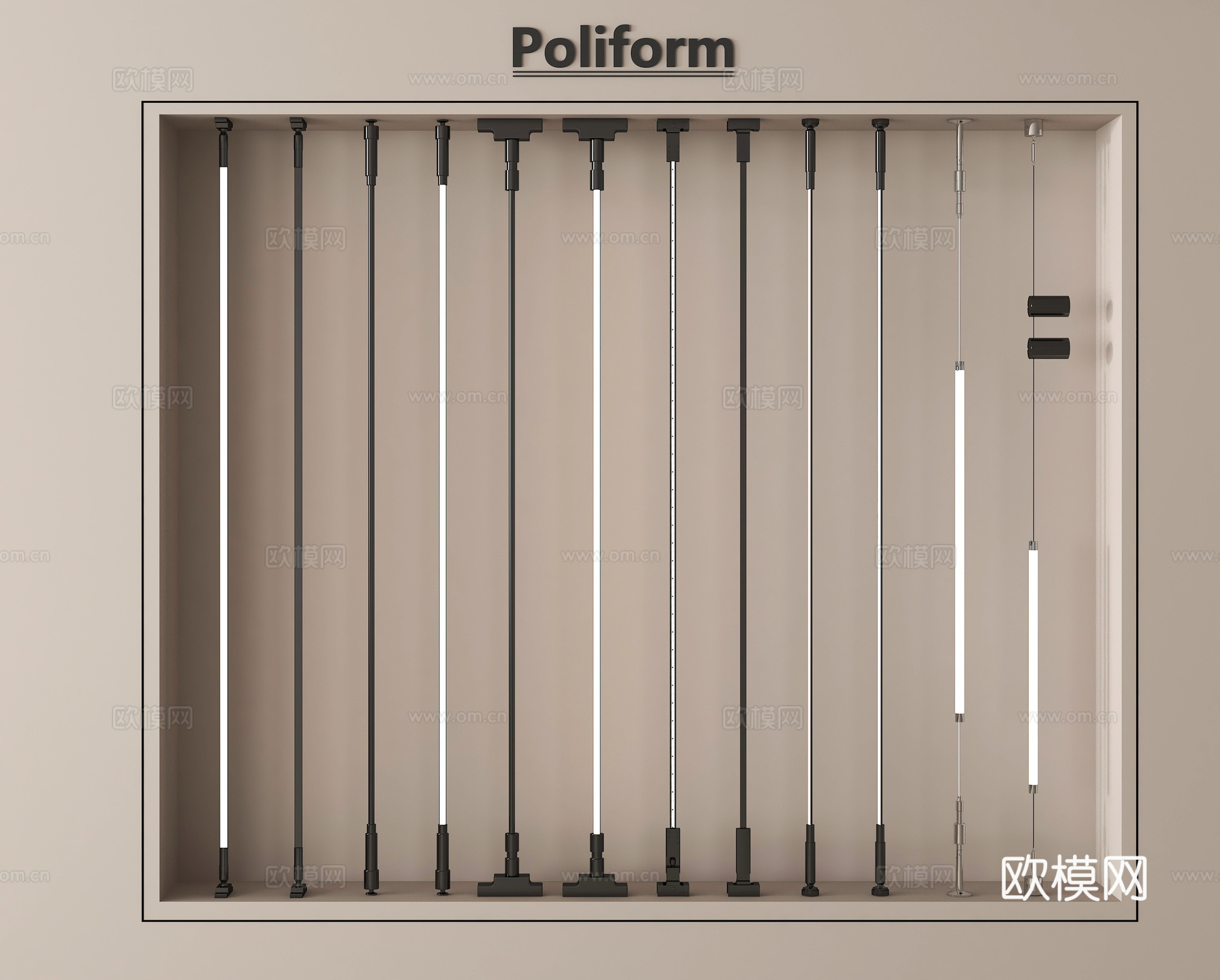 现代天际线灯su模型