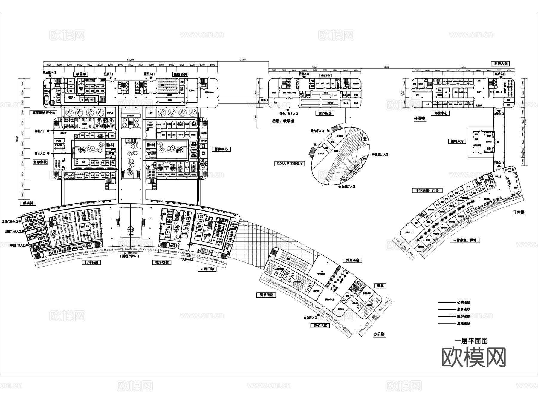 文山州人民医院搬迁建设建筑CAD平剖面施工图集+文本cad施工图