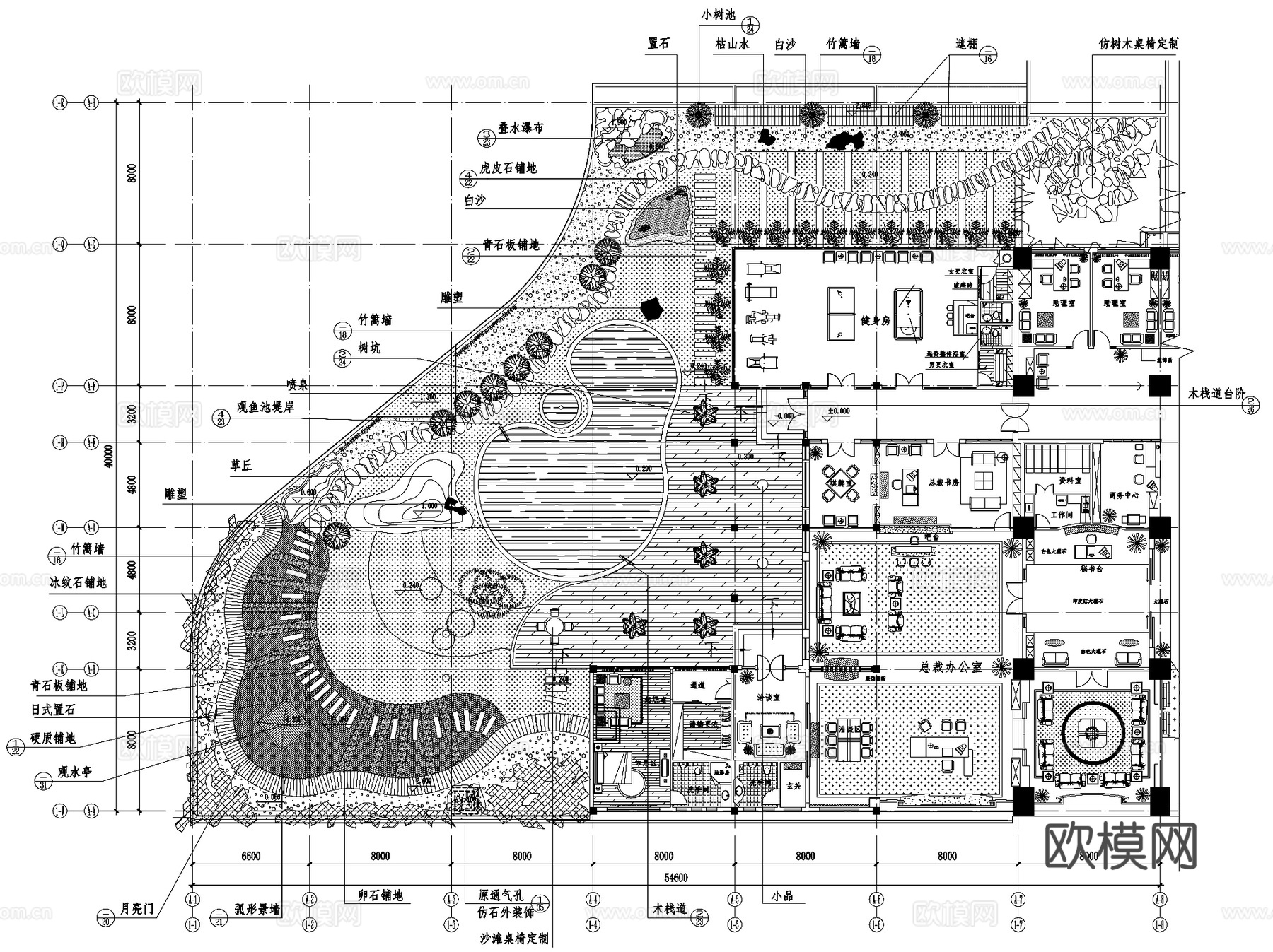 现代办公楼屋顶花园景观CAD施工图全套cad施工图
