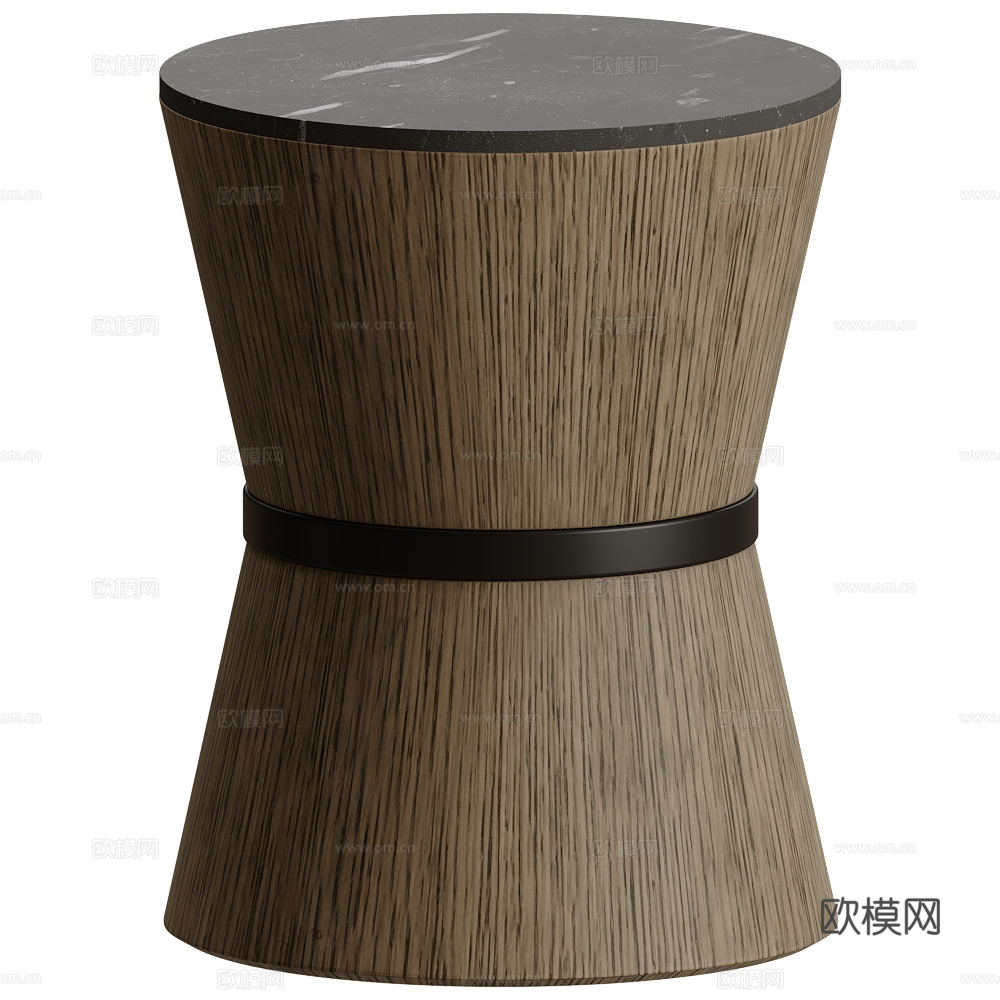 现代意式实木圆边几3d模型下载