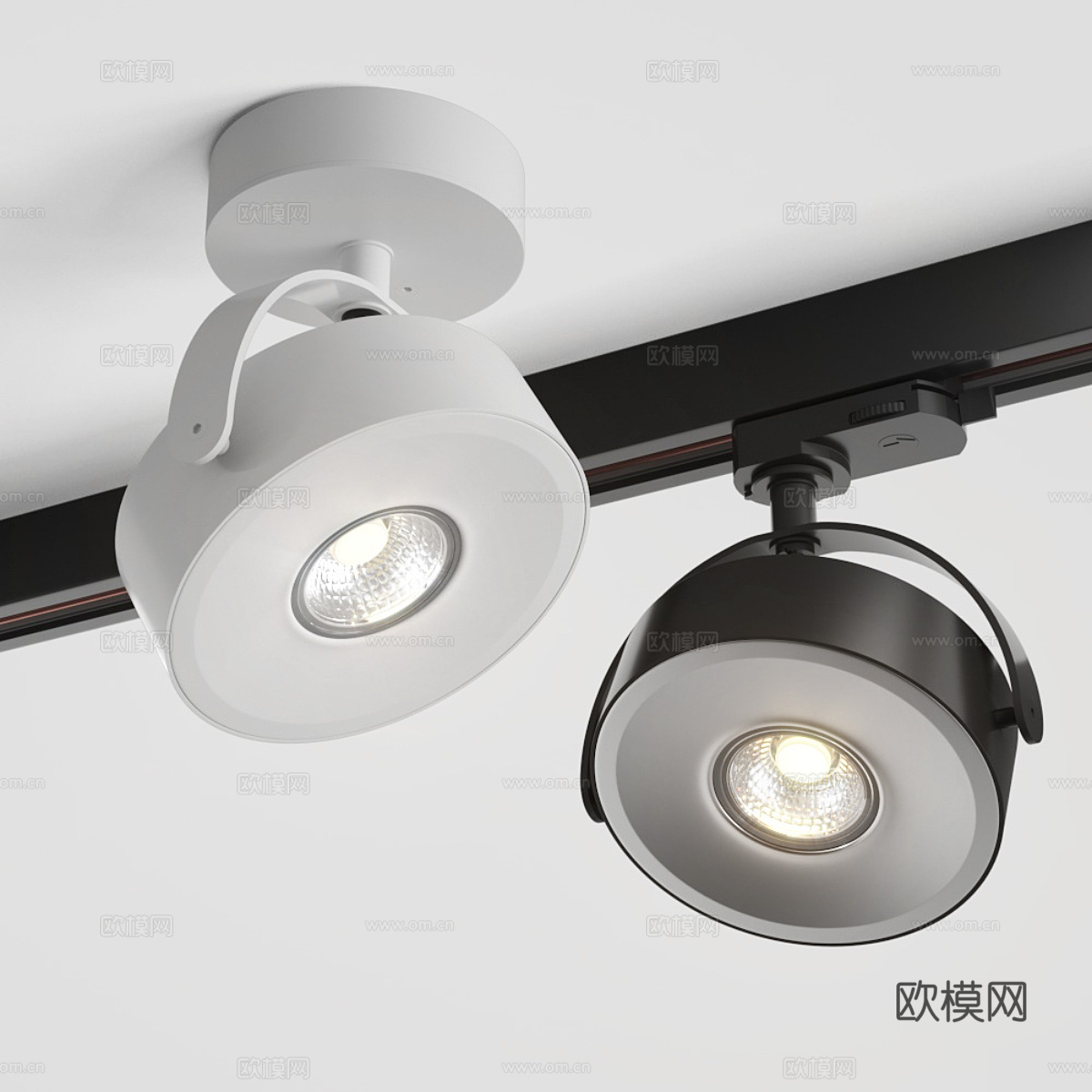 现代磁吸轨道射灯3d模型下载（渲染图4）