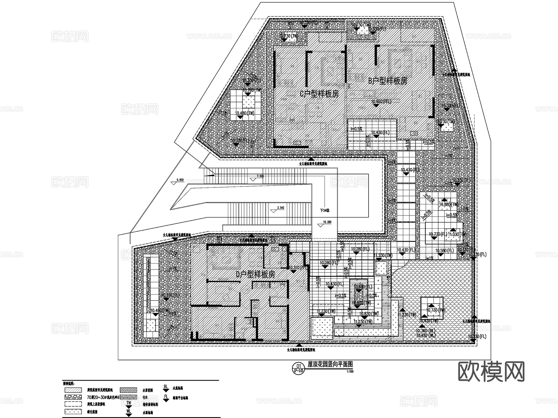 屋顶花园展示区景观全套CAD施工图cad施工图