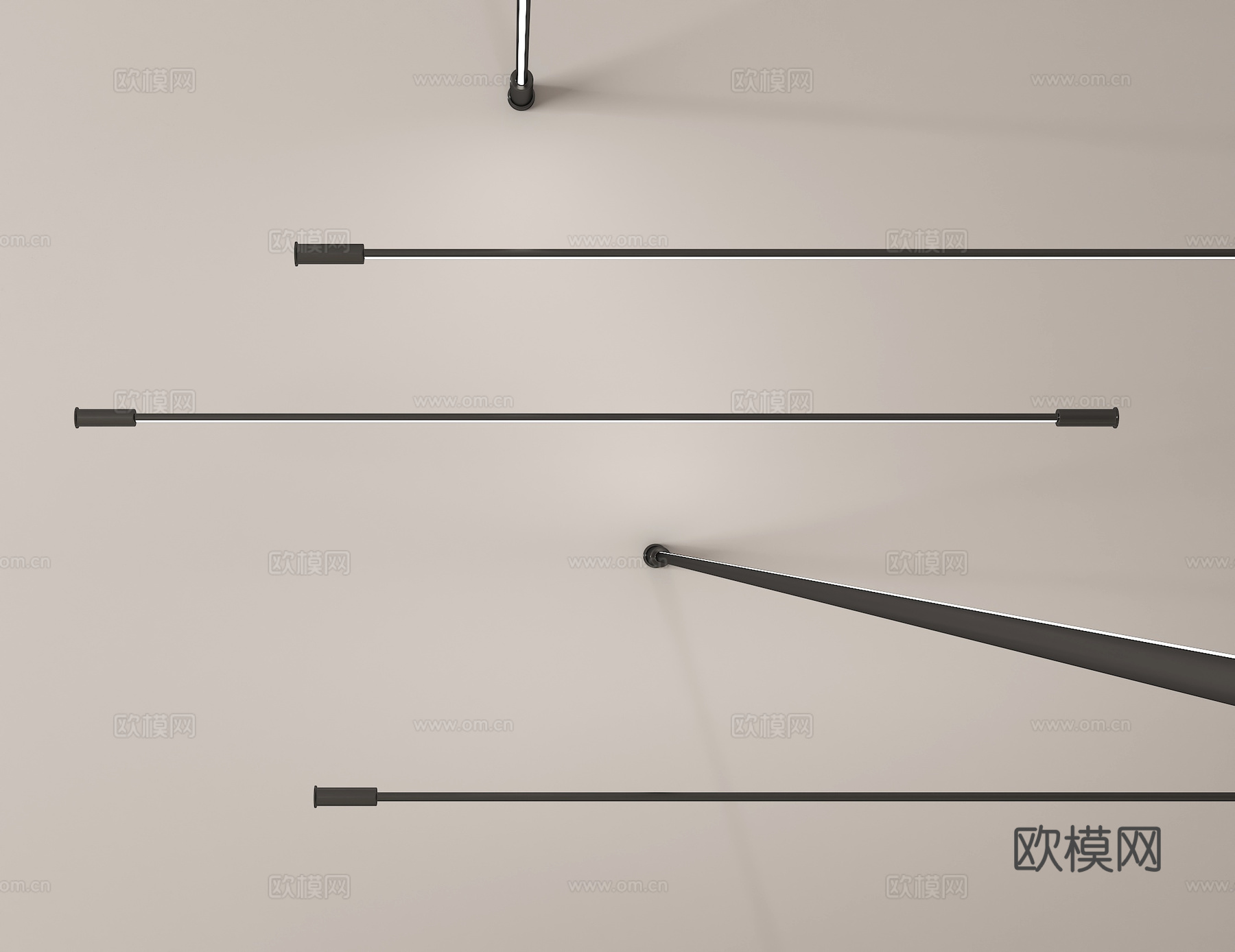 现代钢带灯su模型